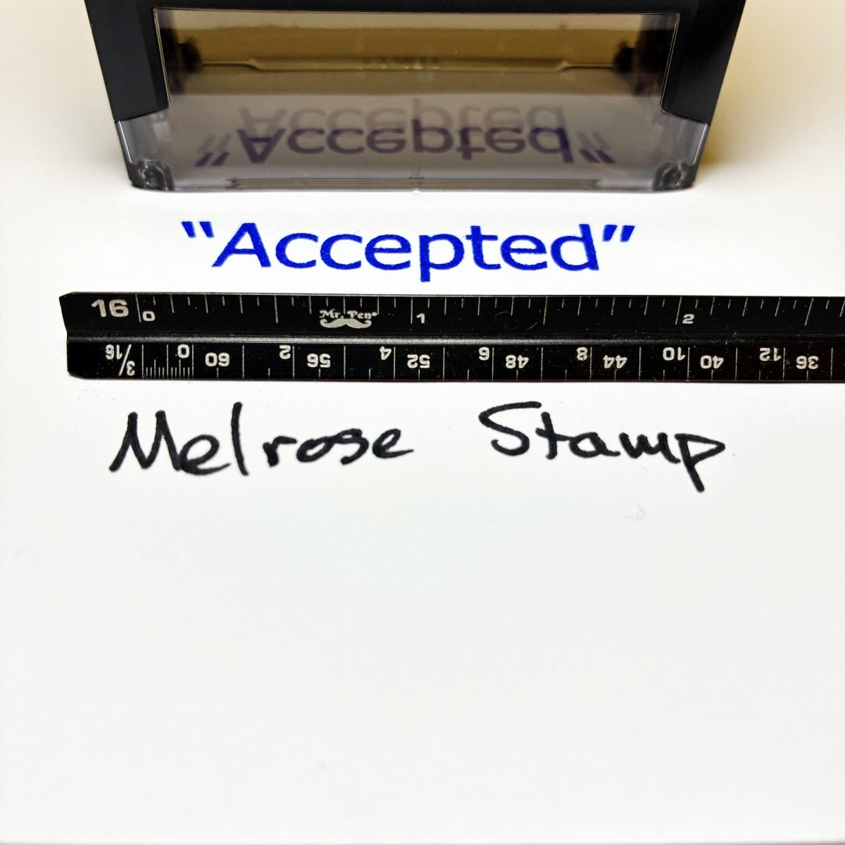 Accepted In Quotes Rubber Stamp Blue Ink Self Inking Ideal 4913 (Copy) - Melrose Stamp Co