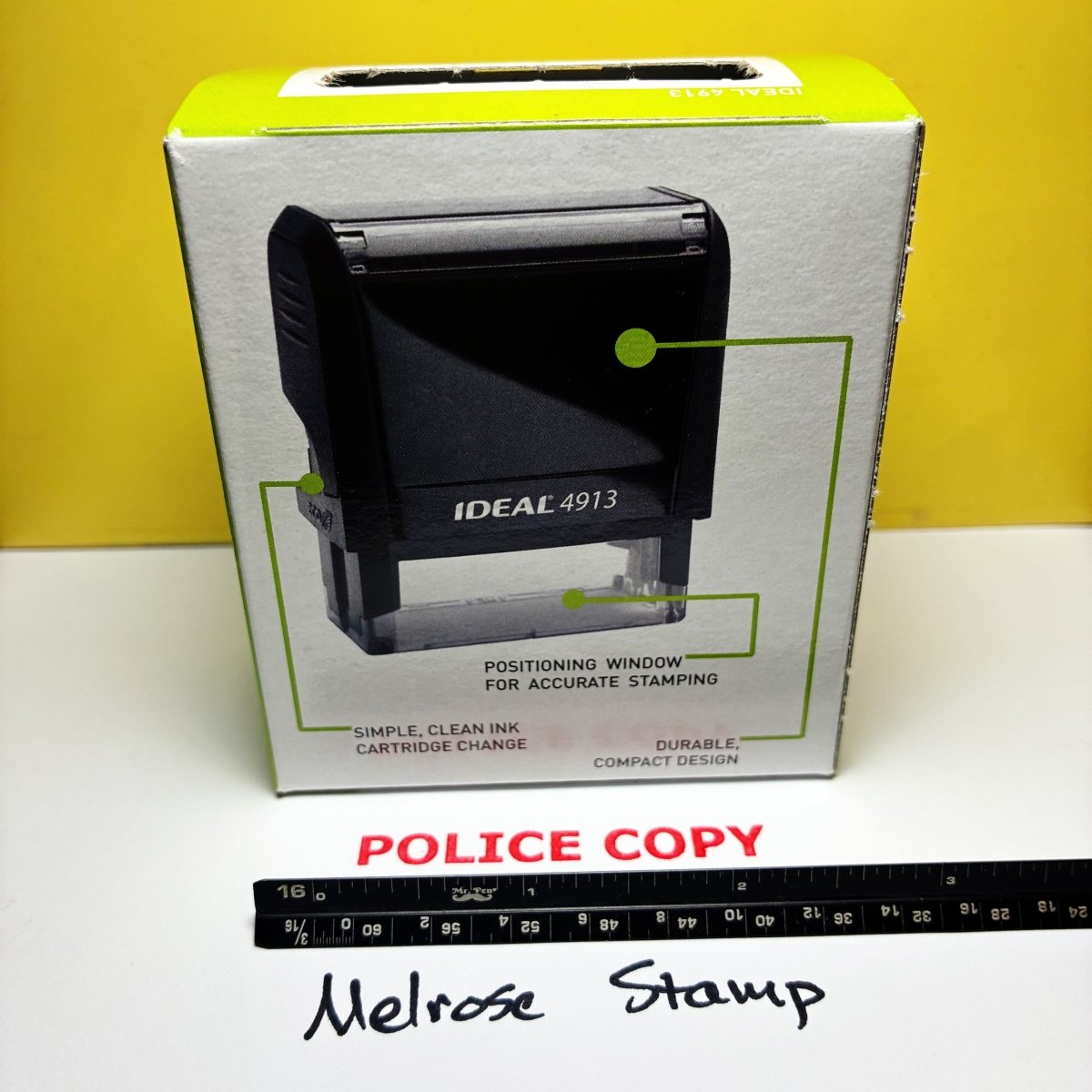 Police Copy Rubber Stamp Red Ink Self Inking Large Ideal 4913 - Melrose Stamp Co