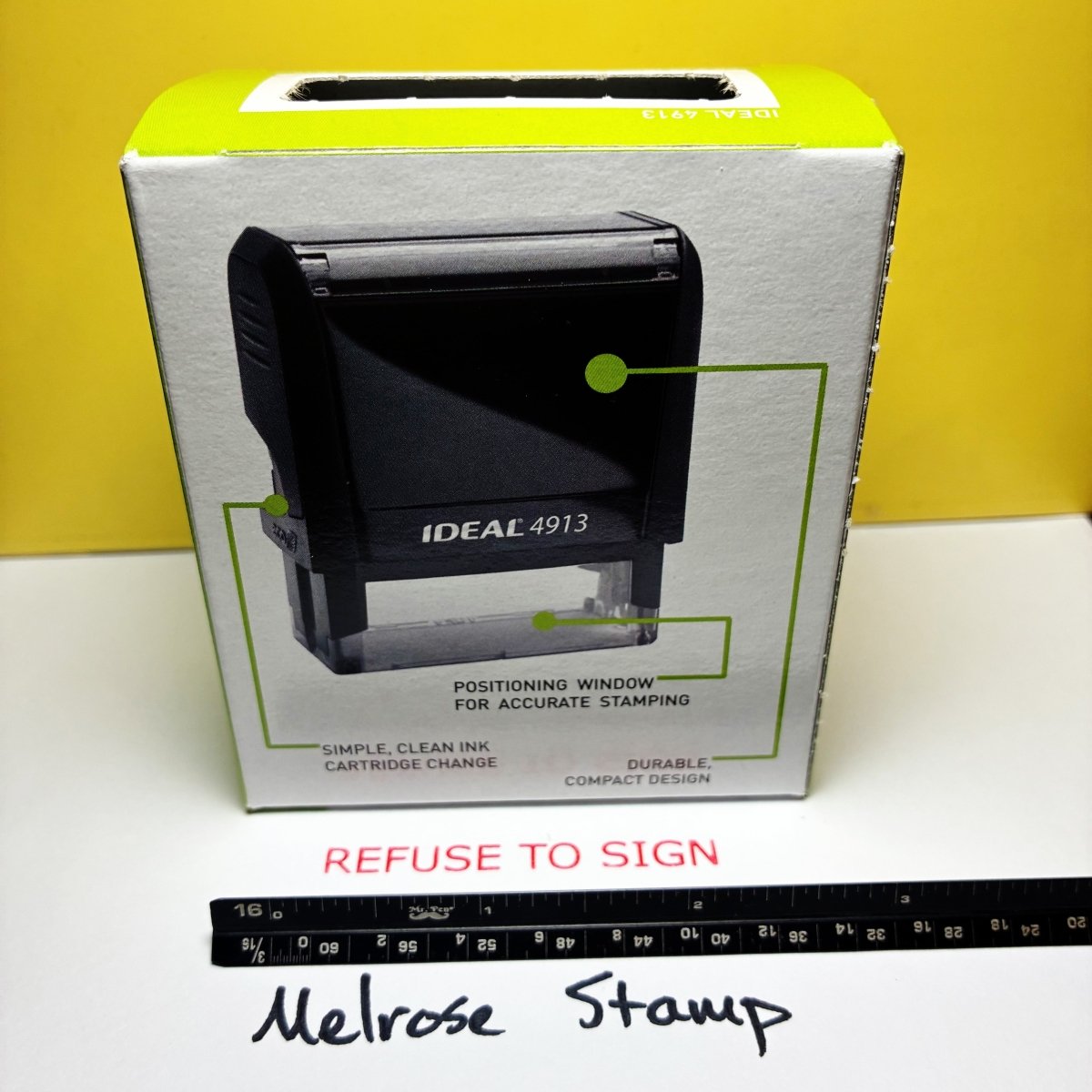 Refuse To Sign Rubber Stamp Red Ink Self Inking Ideal 4913 - Melrose Stamp Co