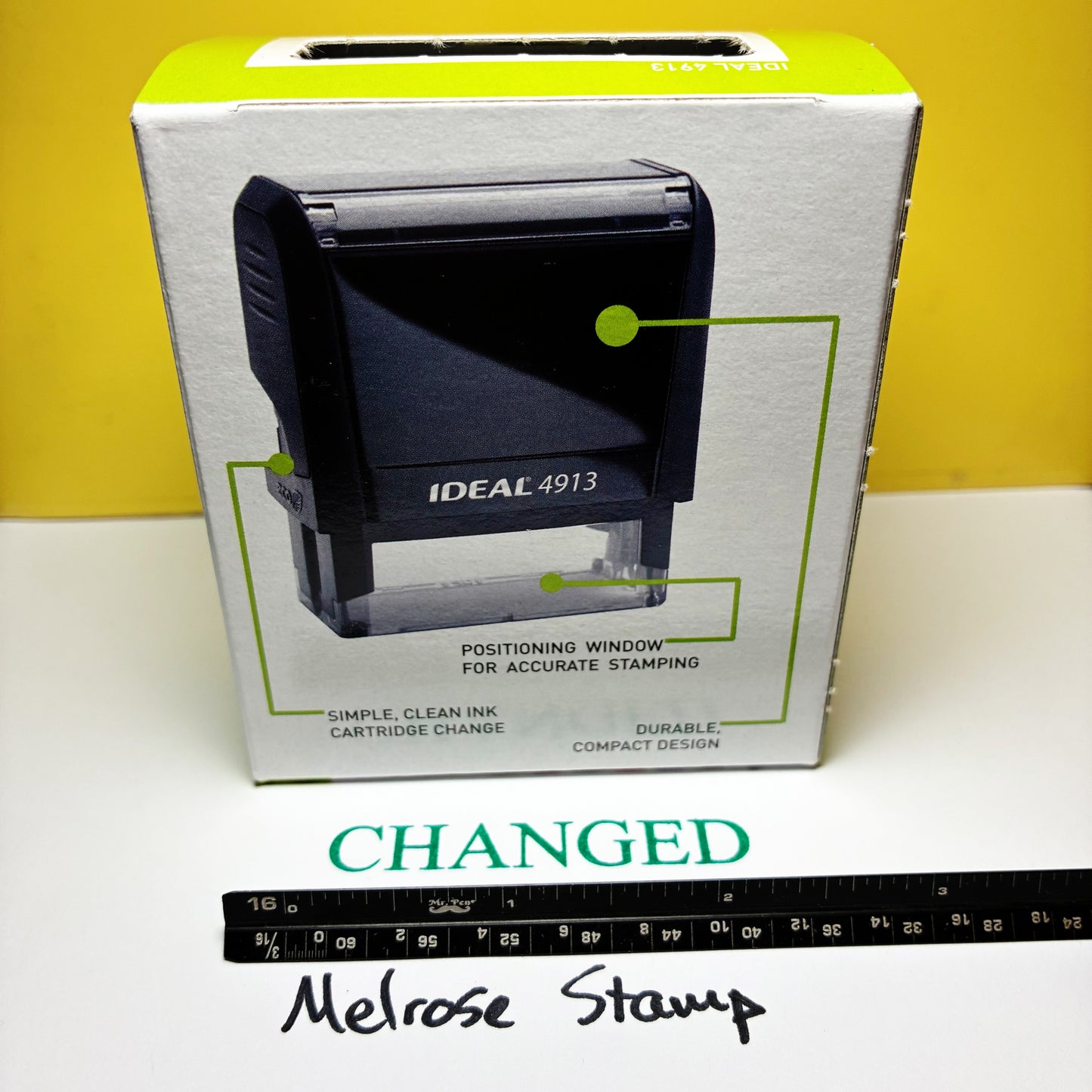 Changed stamp green ink self-inking large