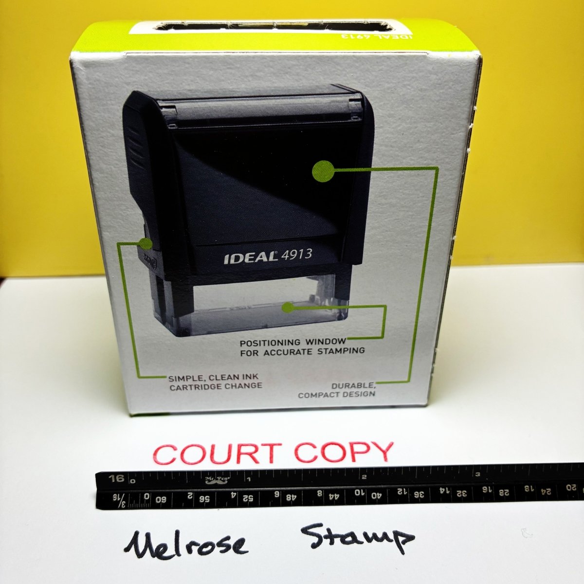 Court Copy Rubber Stamp Red Ink Self Inking Ideal 4913 - Melrose Stamp Co