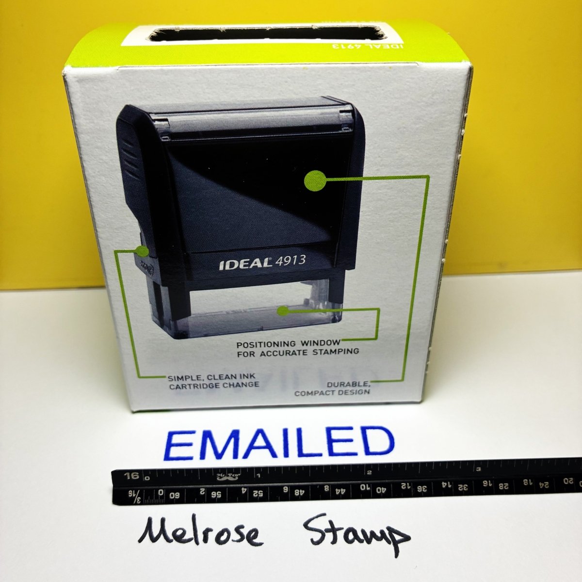 Emailed Rubber Stamp Blue Ink Self Inking Ideal 4913 - Melrose Stamp Co