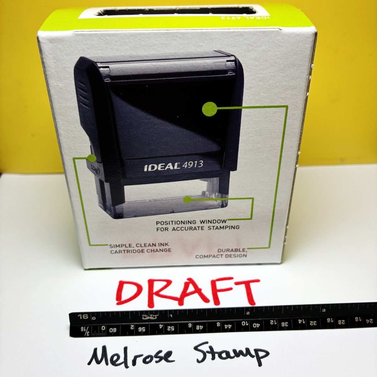 Draft Rubber Stamp Red Ink Self Inking Ideal 4913 - Melrose Stamp Co
