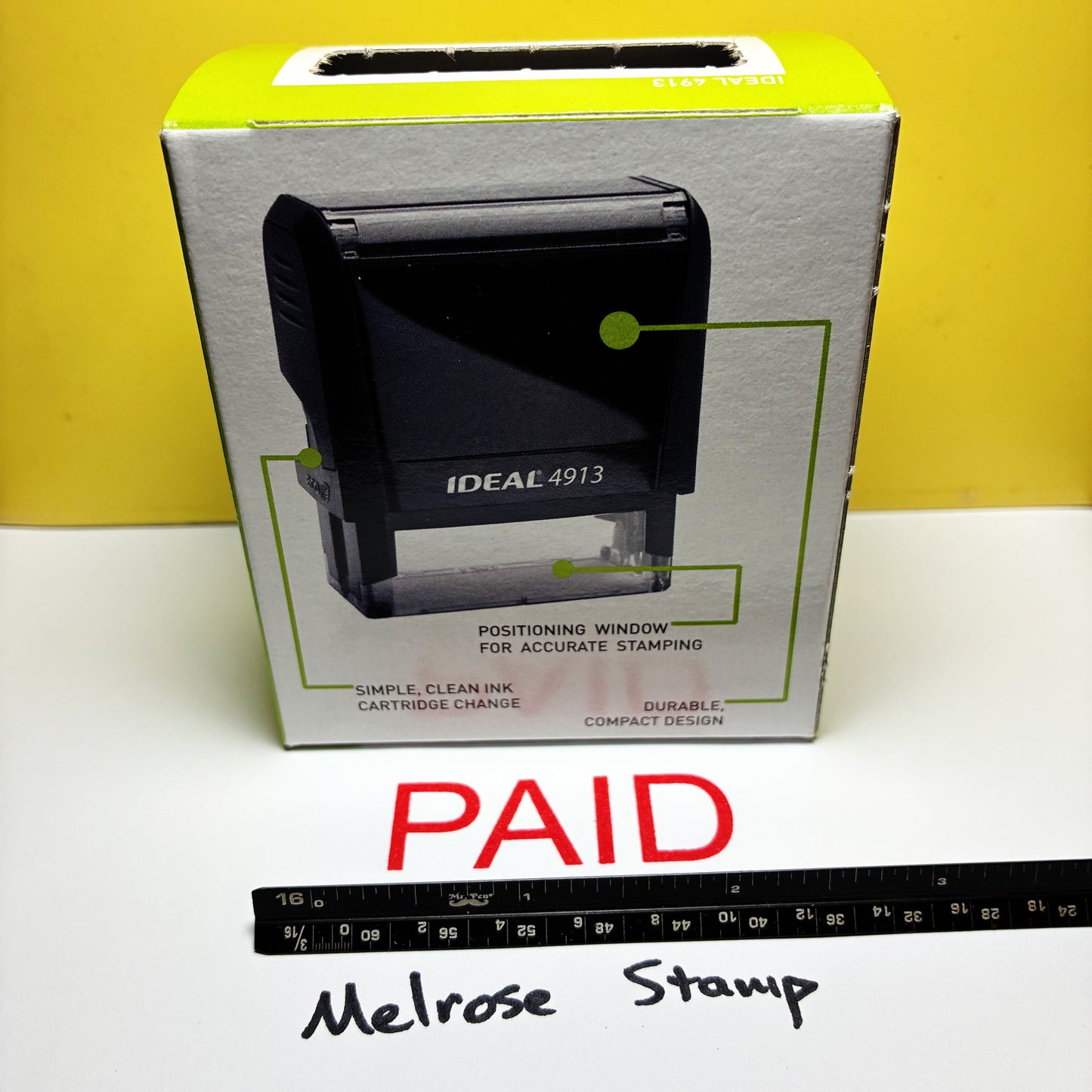 Paid stamp red ink self-inking large