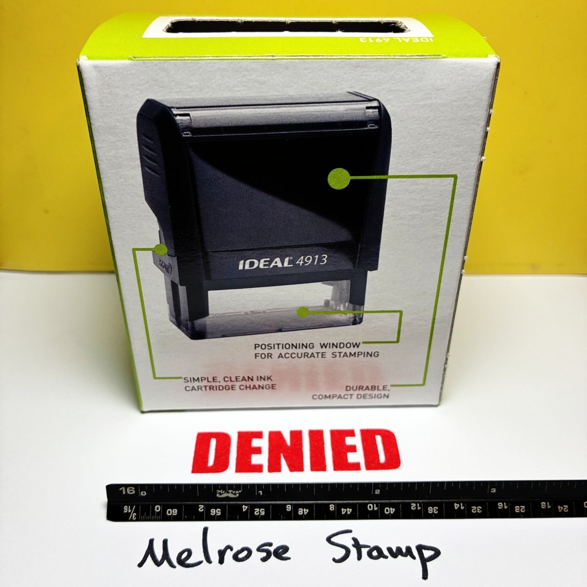 Denied Rubber Stamp Red Ink Self Inking Ideal 4913 - Melrose Stamp Co