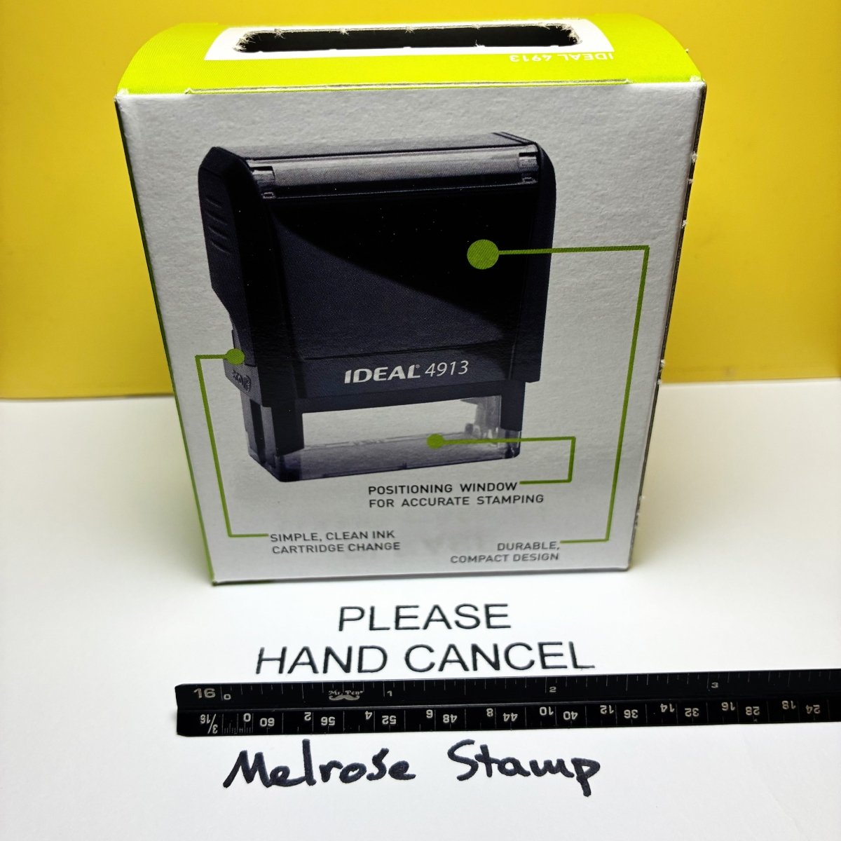 Please Hand Cancel Rubber Stamp Black Ink Self Inking Ideal 4913 - Melrose Stamp Co