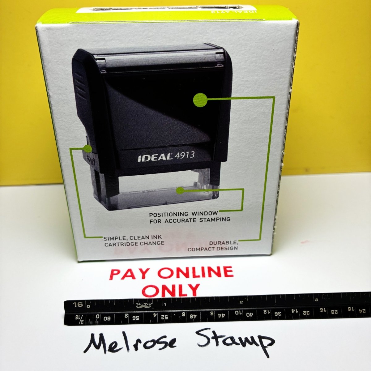 Pay Online Only Rubber Stamp Self Inking Ideal 4913 - Melrose Stamp Co