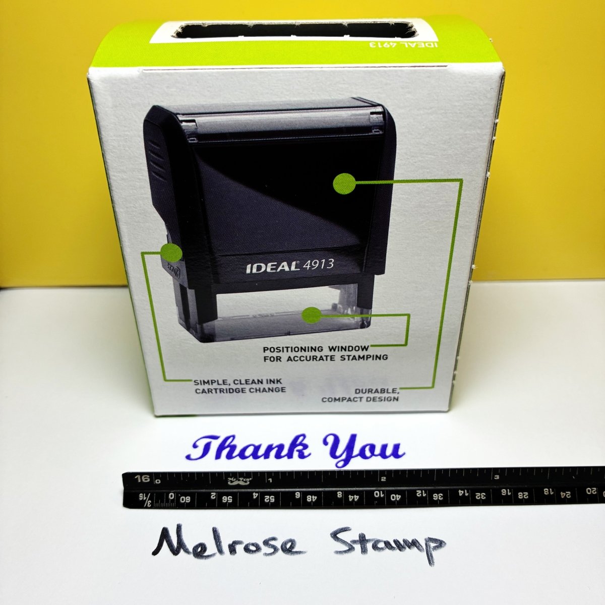 Thank You Rubber Stamp Purple Ink Self Inking Ideal 4913 - Melrose Stamp Co