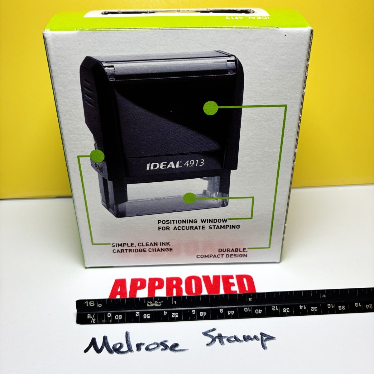 Approved Rubber Stamp Red Ink Self Inking Ideal 4913 - Melrose Stamp Co