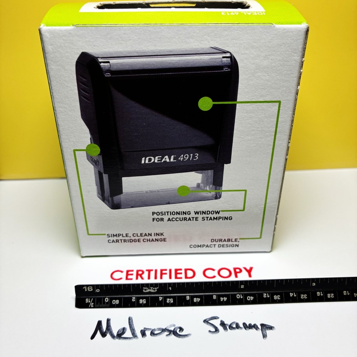Certified Copy Rubber Stamp Red Ink Self Inking Ideal 4913 - Melrose Stamp Co