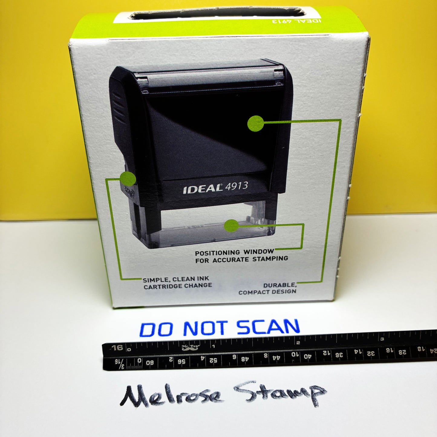 Do Not Scan Rubber Stamp Blue Ink Self Inking Ideal 4913