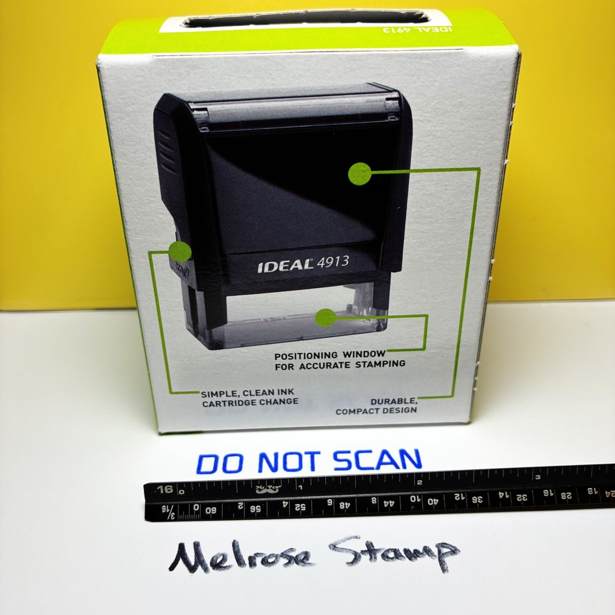 Do Not Scan Rubber Stamp Blue Ink Self Inking Ideal 4913 - Melrose Stamp Co