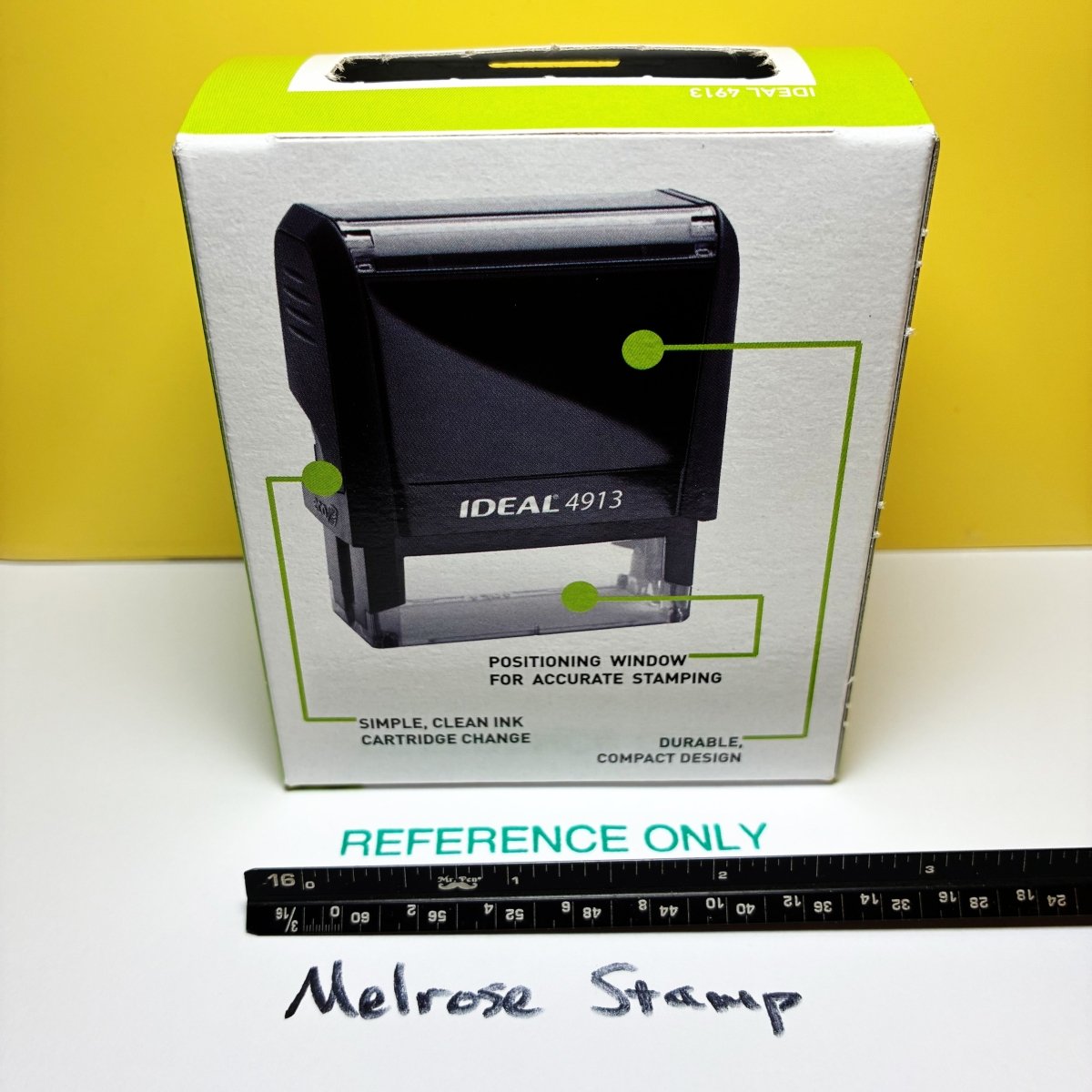 Reference Only Rubber Stamp Green Ink Self Inking Ideal 4913 - Melrose Stamp Co