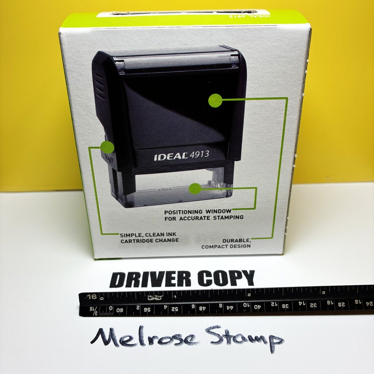 Driver Copy Rubber Stamp Black Ink Self Inking Ideal 4913 - Melrose Stamp Co