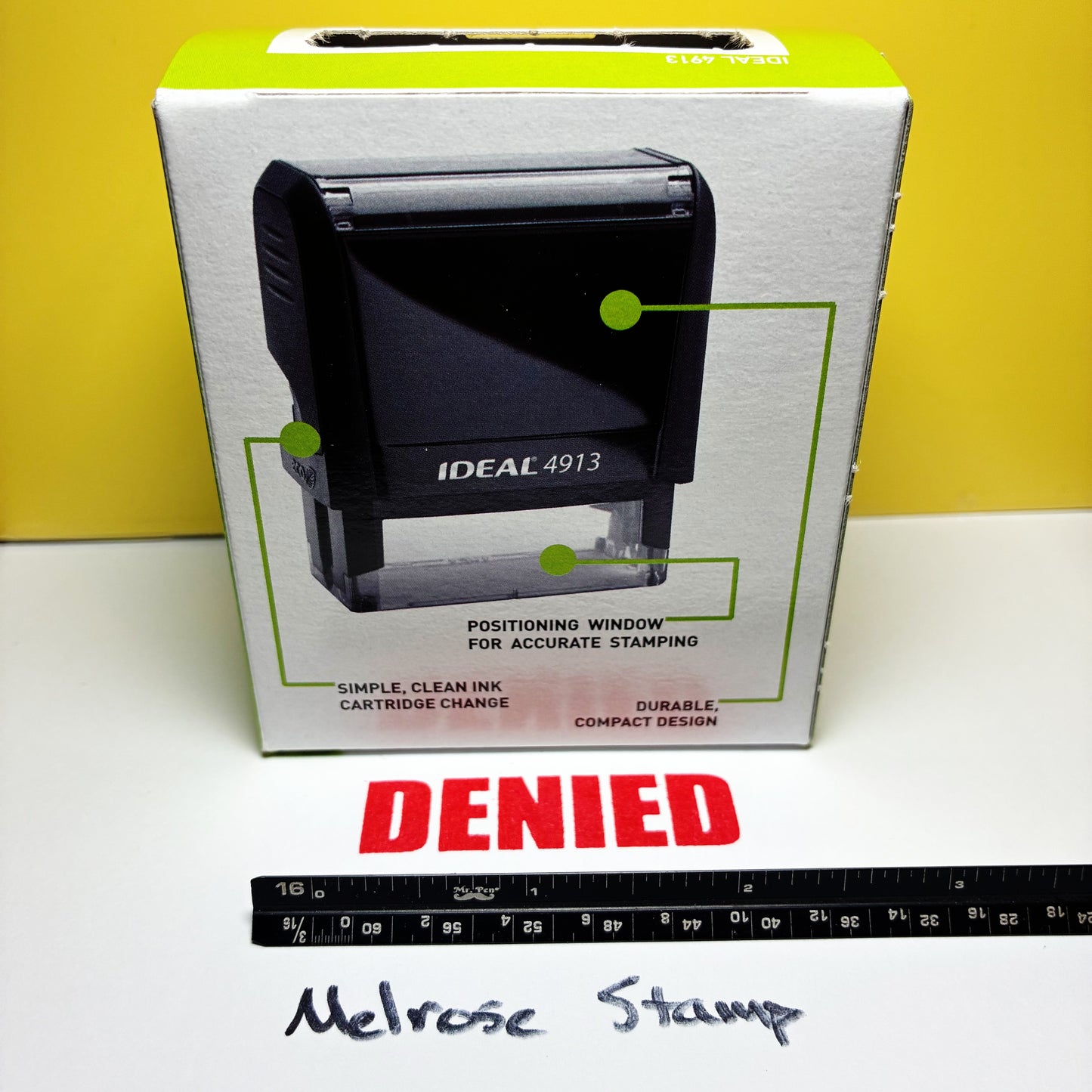 Denied Rubber Stamp Red Ink Self Inking Ideal 4913