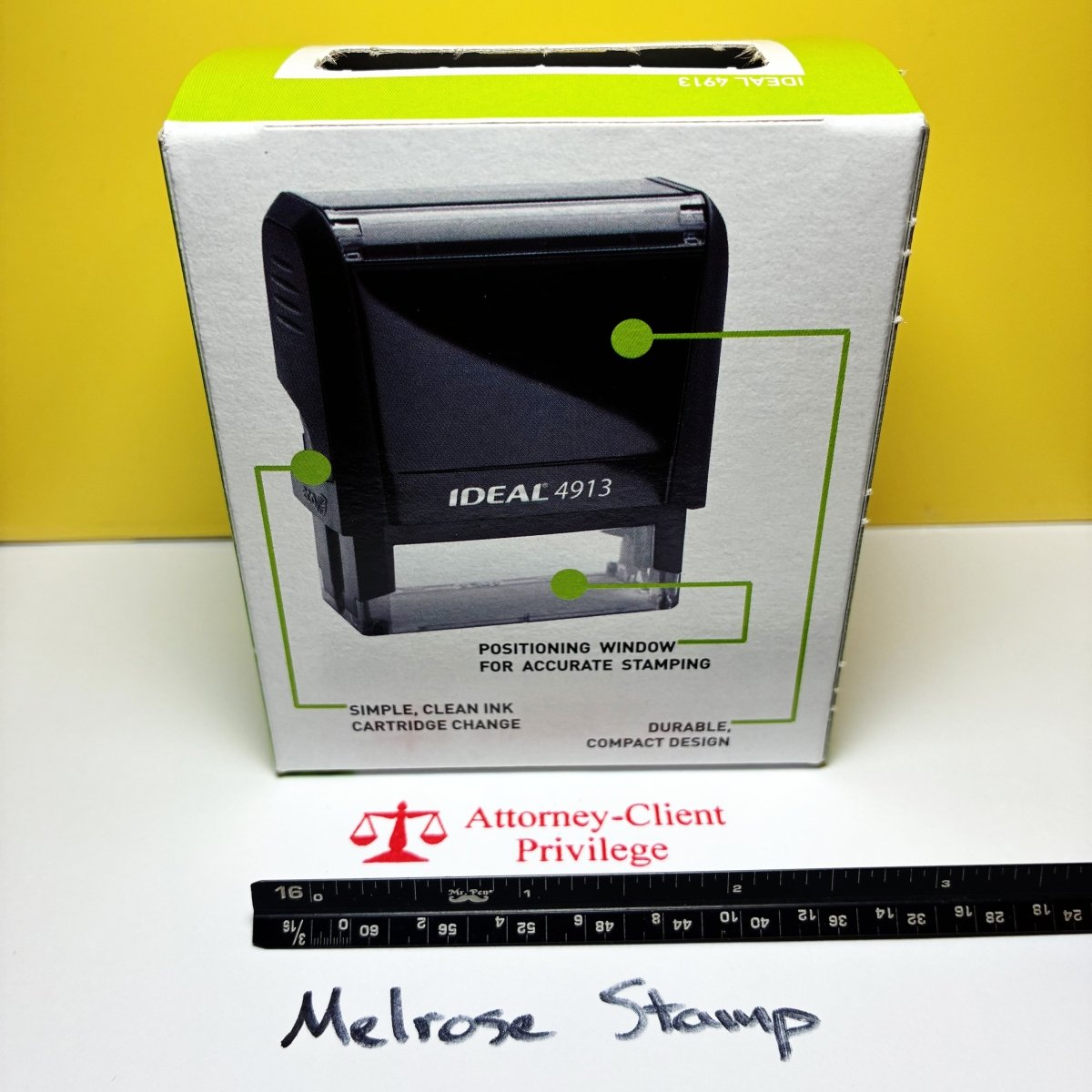 Attorney Client Privilege Rubber Stamp Red Ink Self Inking Ideal 4913 - Melrose Stamp Co