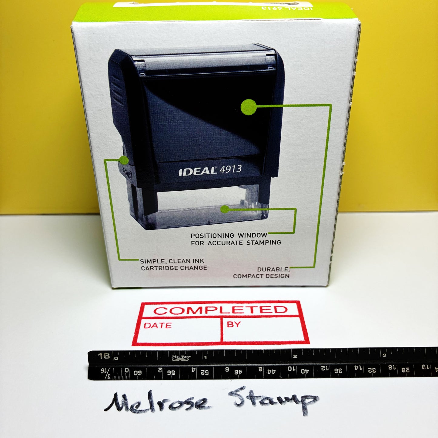 Completed with By and Date boxes Rubber Stamp Red Ink Self Inking Ideal 4913