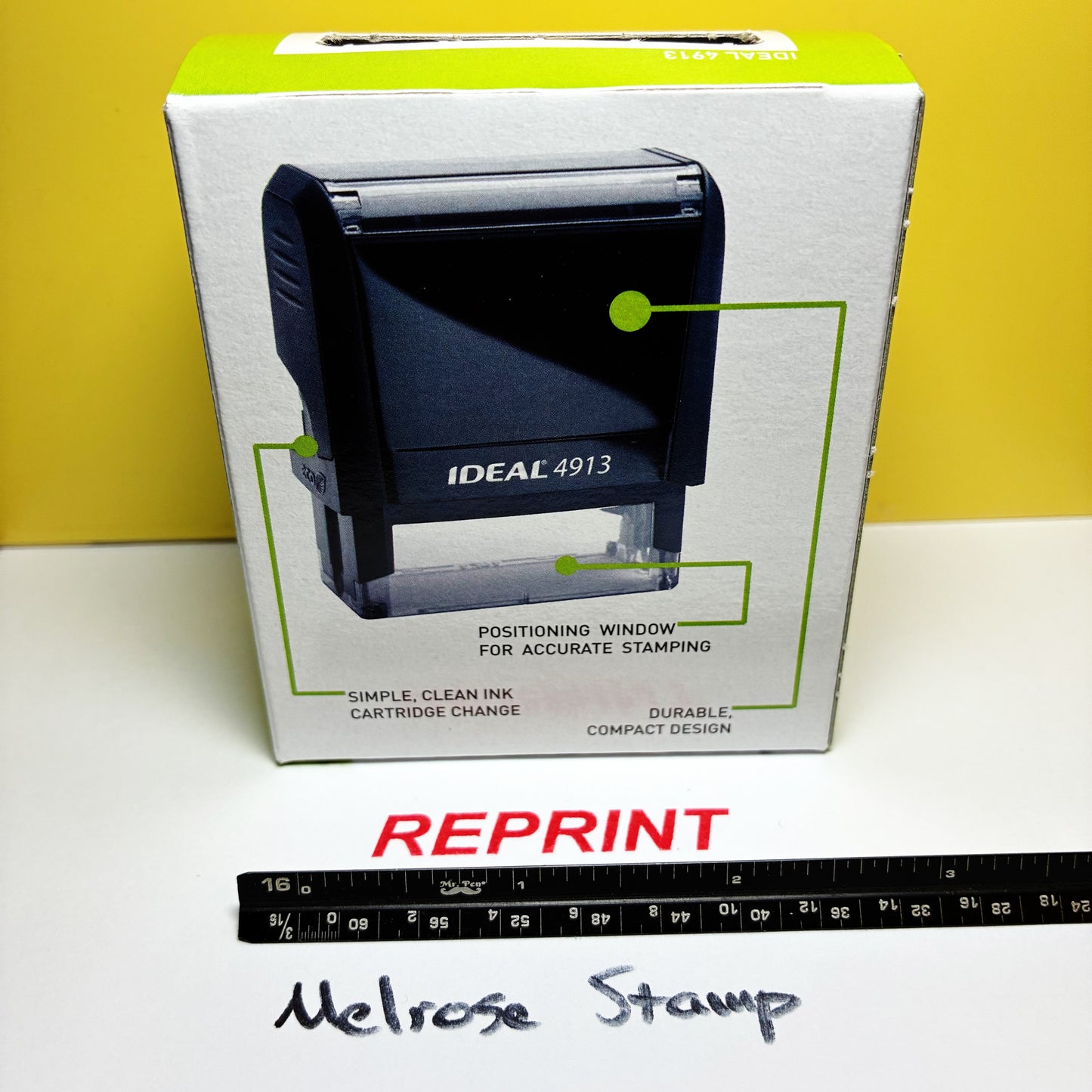 Reprint Rubber Stamp Red Ink Self Inking Ideal 4913