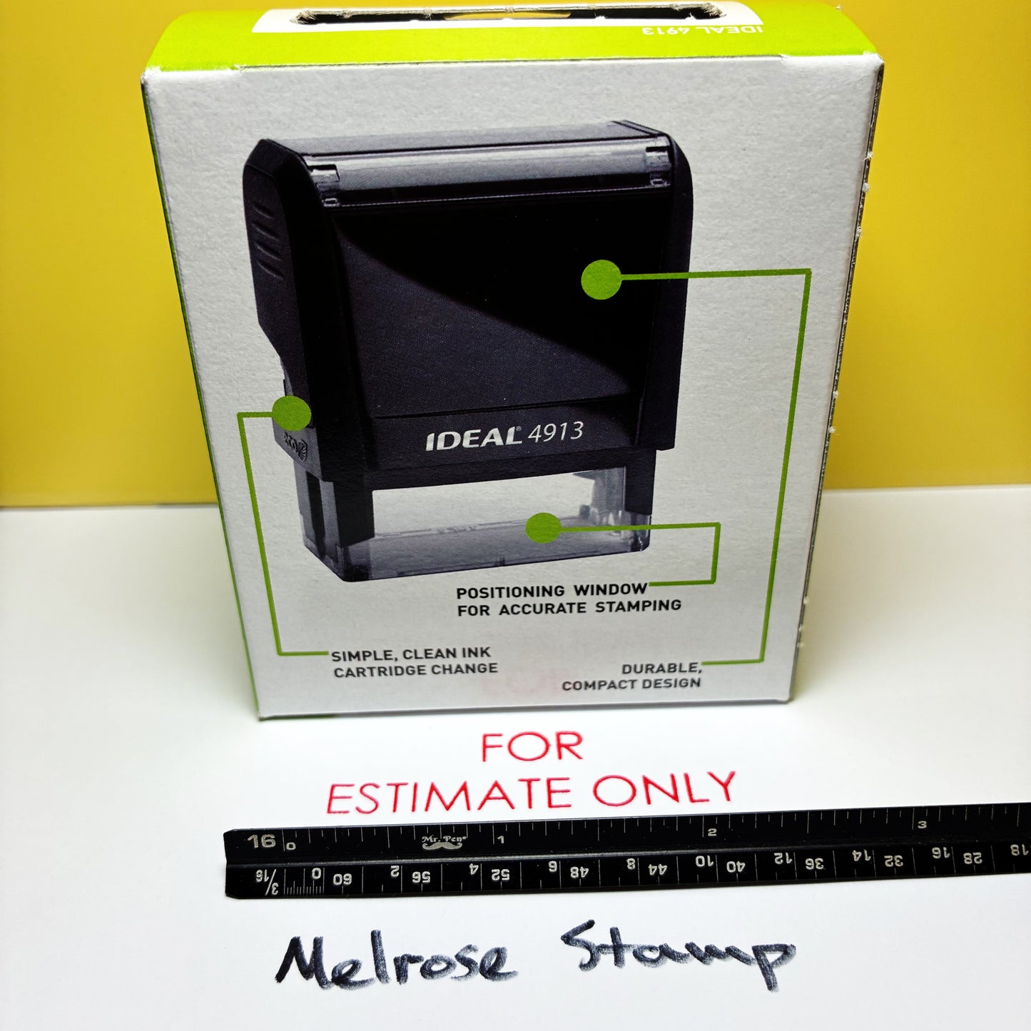 For Estimate Only Rubber Stamp Red Ink Self Inking Ideal 4913