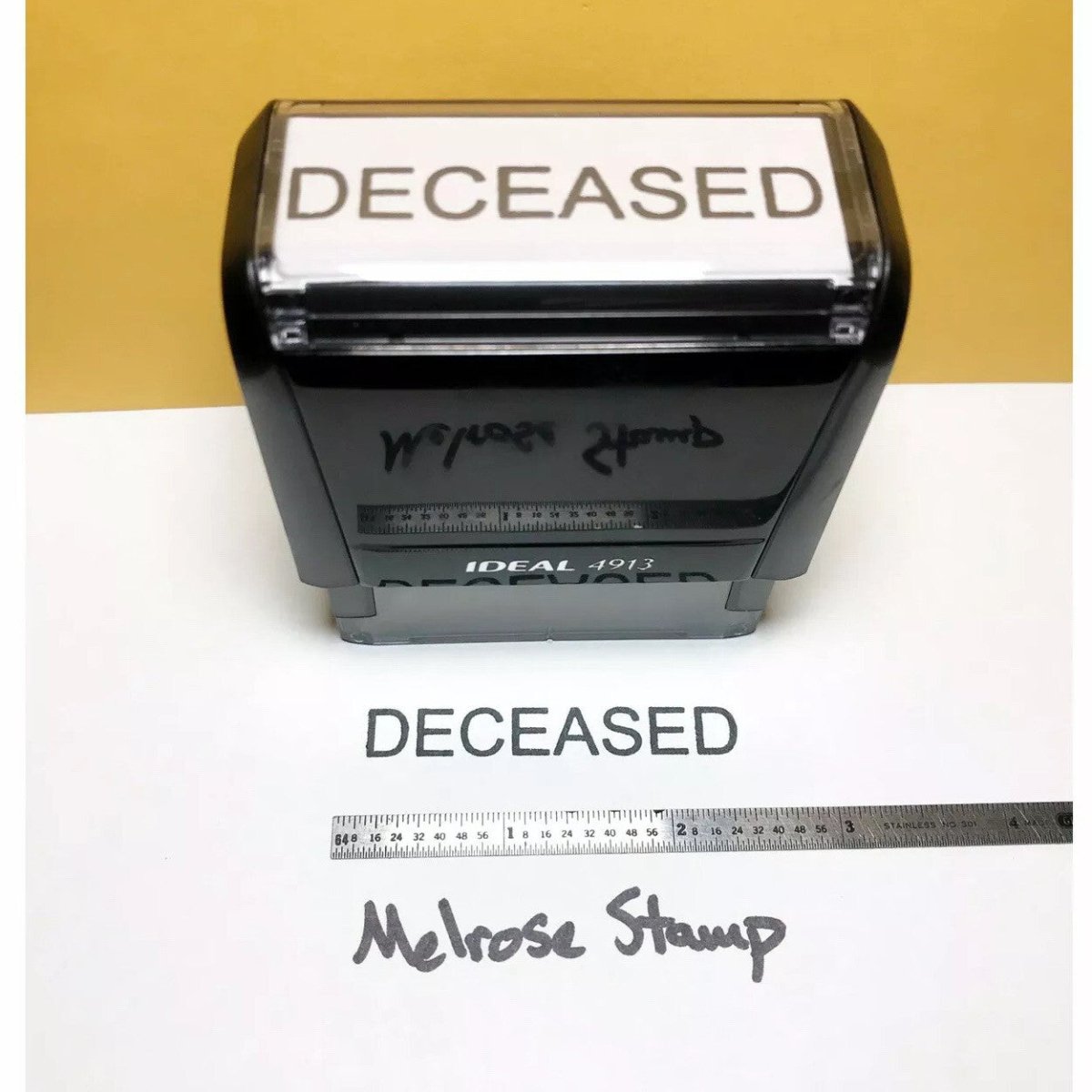 Deceased Rubber Stamp Self Inking Ideal 4913 - Melrose Stamp Co