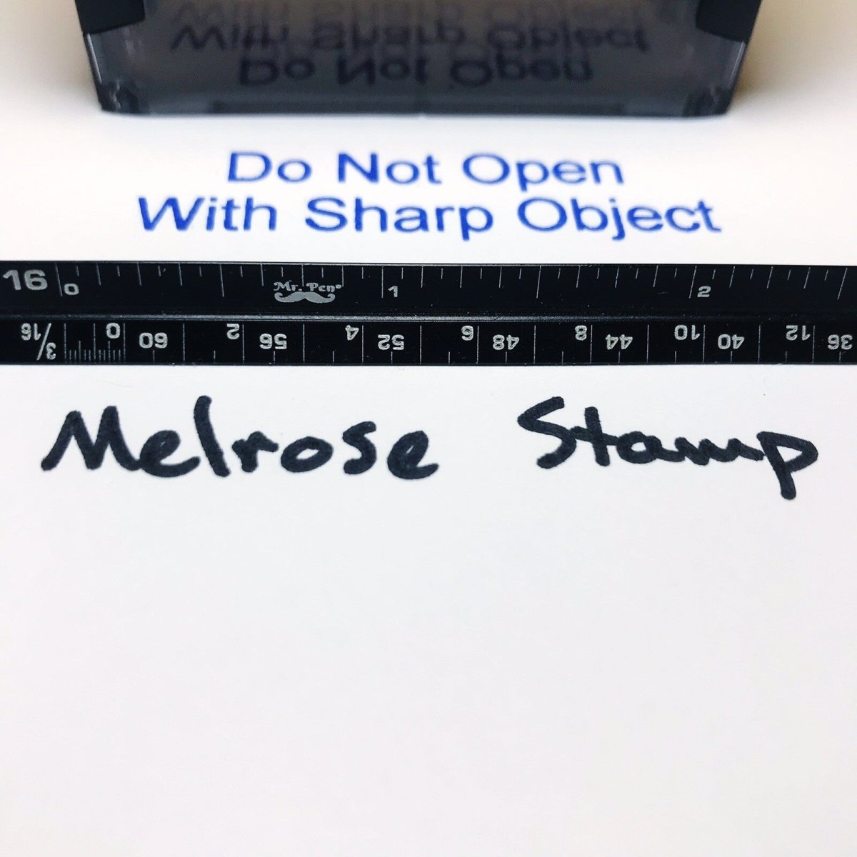 Do Not Open With Sharp Object Rubber Stamp Self Inking Ideal 4913 - Melrose Stamp Co