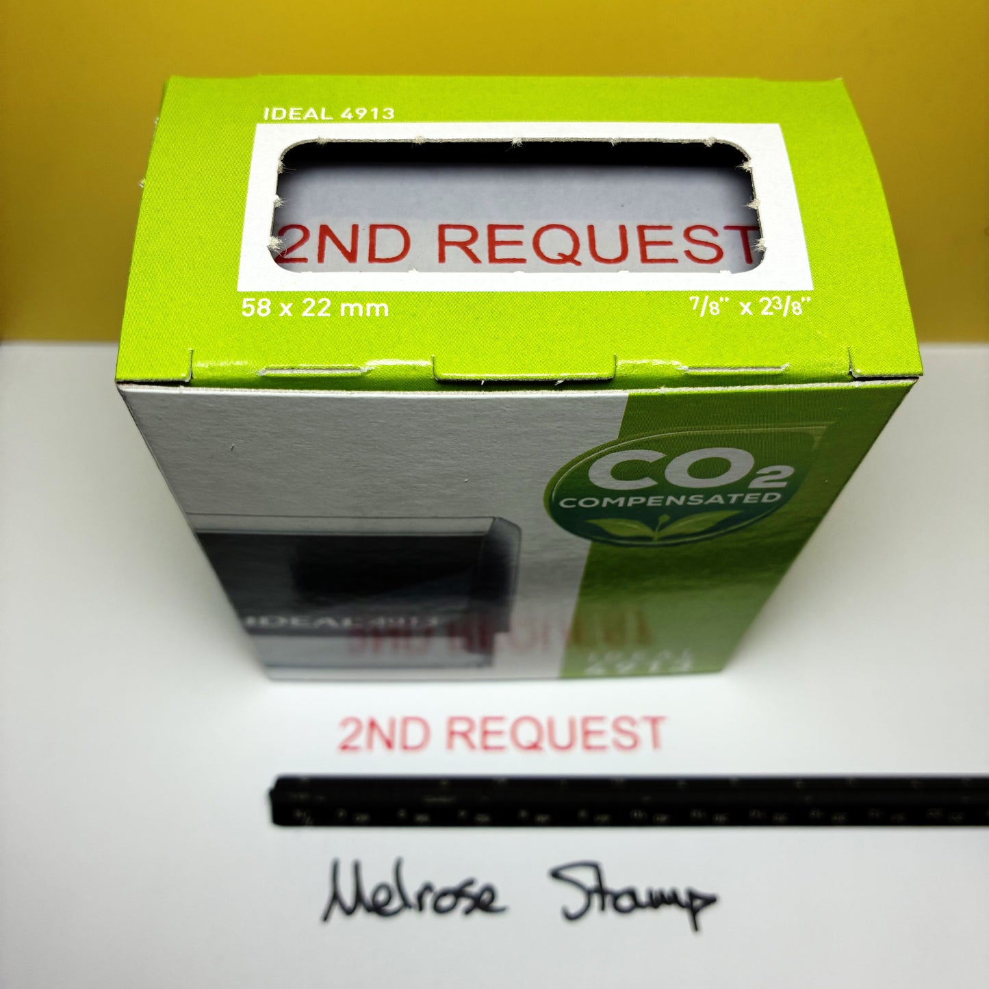 Green box with '2nd Request' text on a white surface