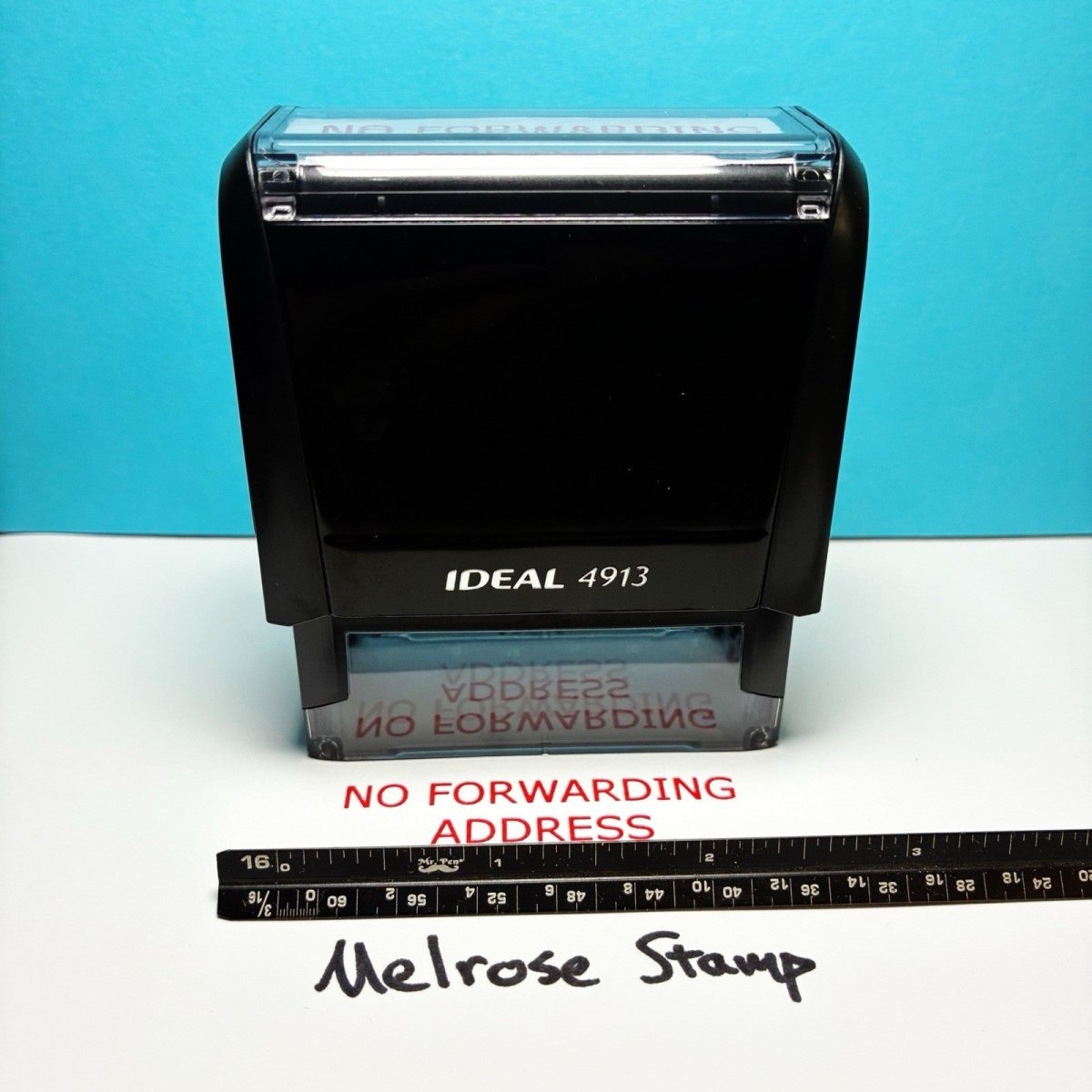 Forward Ruber Stamp No Forwarding Address Rubber Stamp Red Ink Ideal 4913 – Melrose Stamp Co