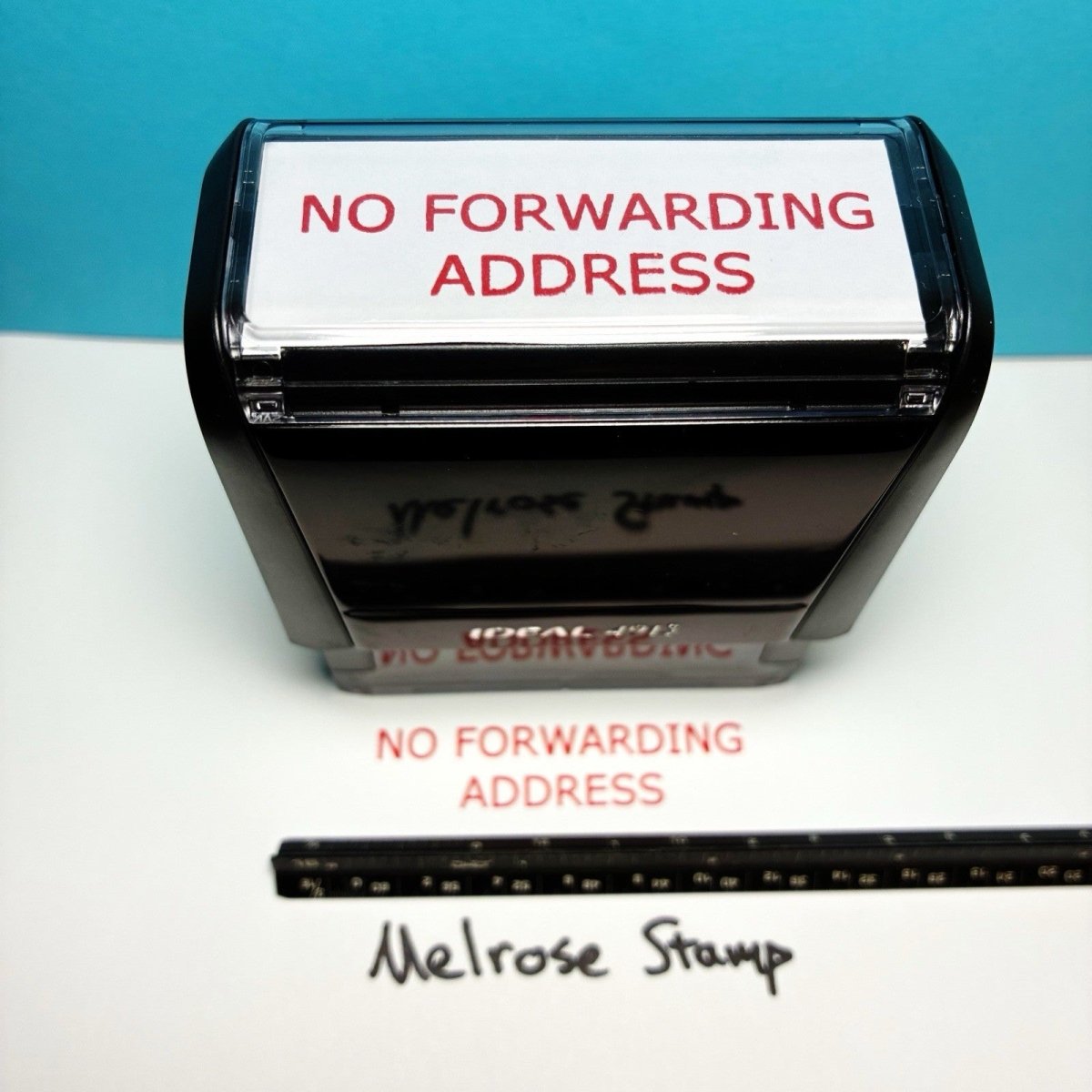 Forward Ruber Stamp No Forwarding Address Rubber Stamp Red Ink Ideal 4913 – Melrose Stamp Co