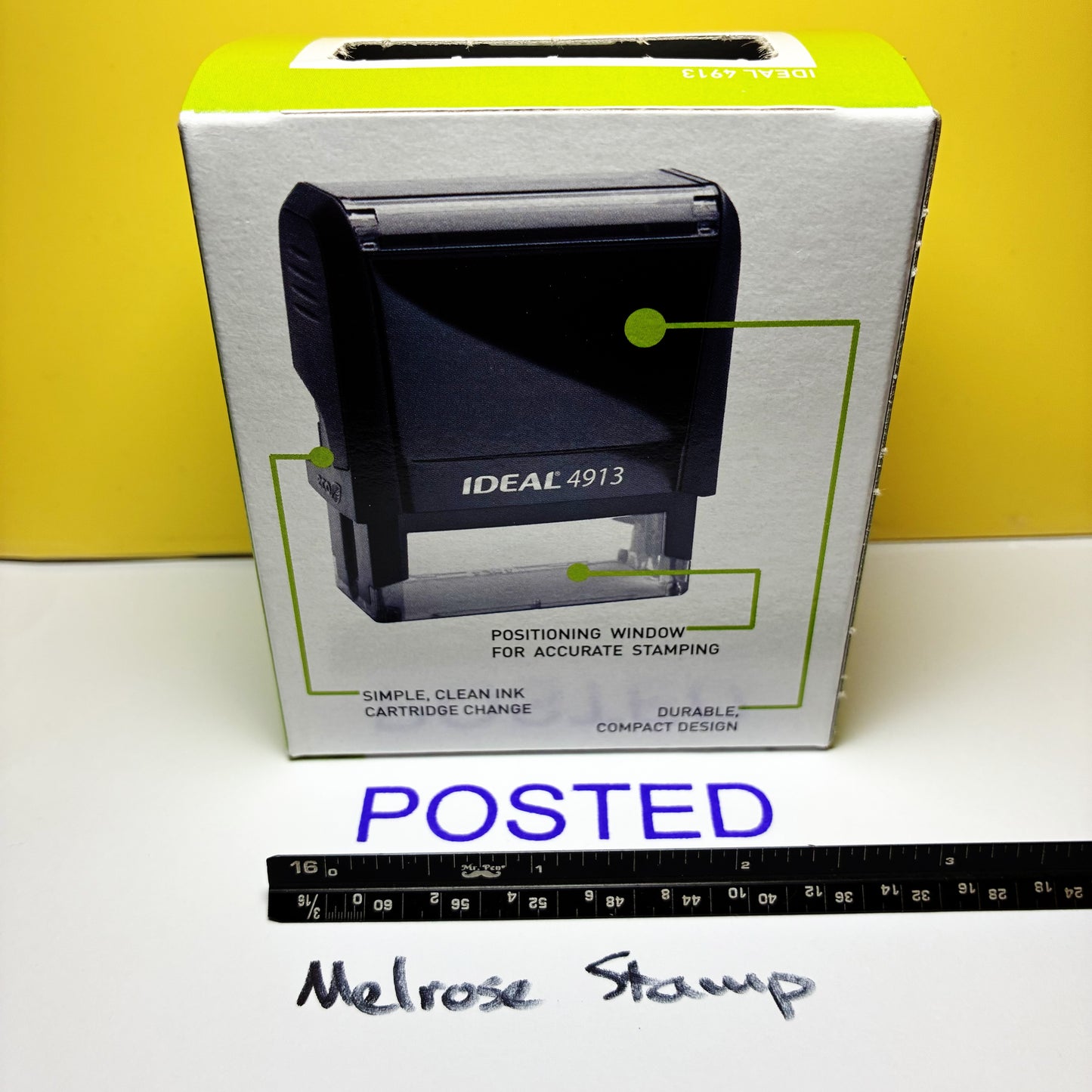 Posted Rubber Stamp Purple Ink Self Inking Ideal 4913