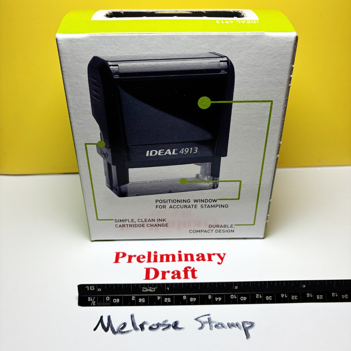 Preliminary Draft Rubber Stamp Red Ink Self Inking Ideal 4913