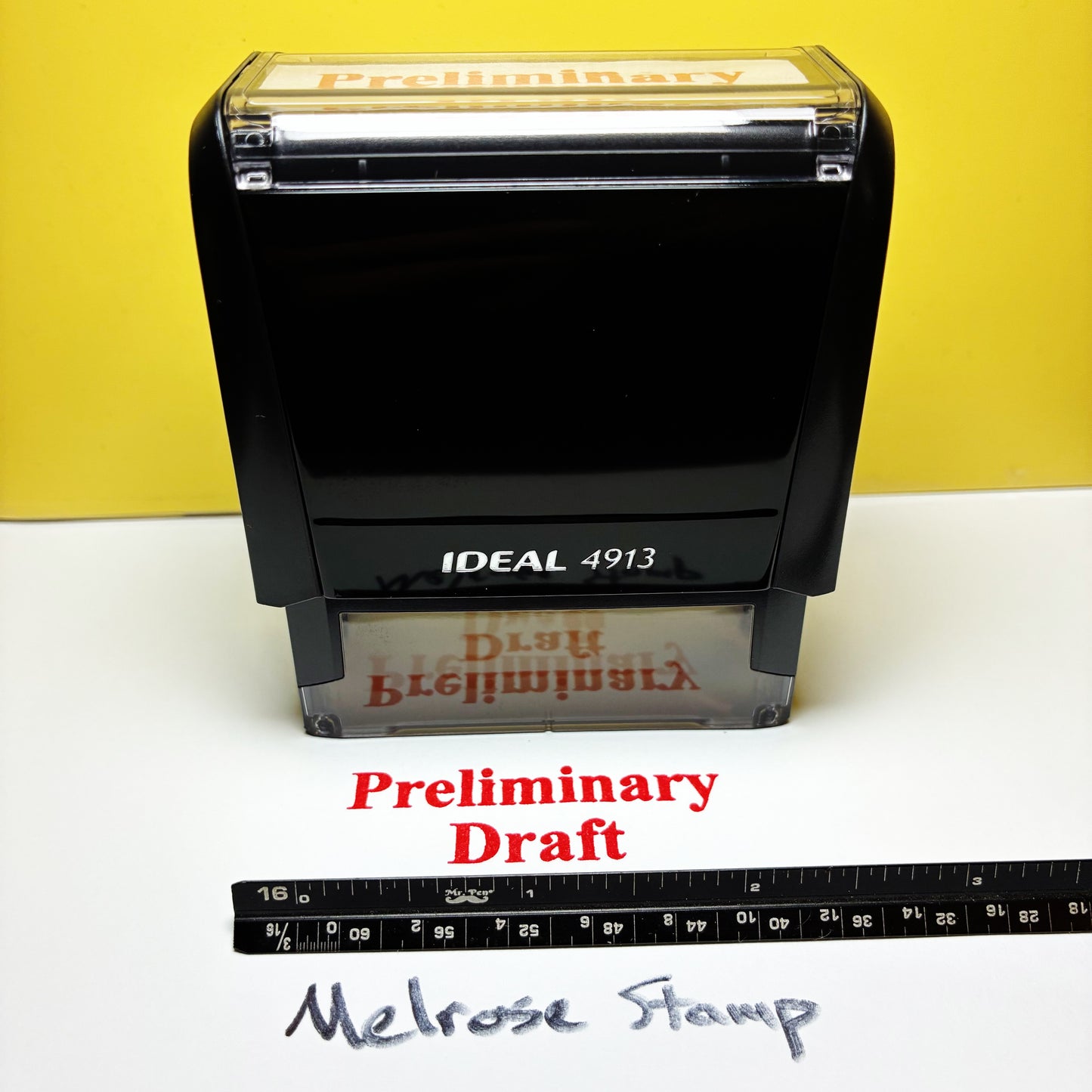 Preliminary Draft Rubber Stamp Red Ink Self Inking Ideal 4913