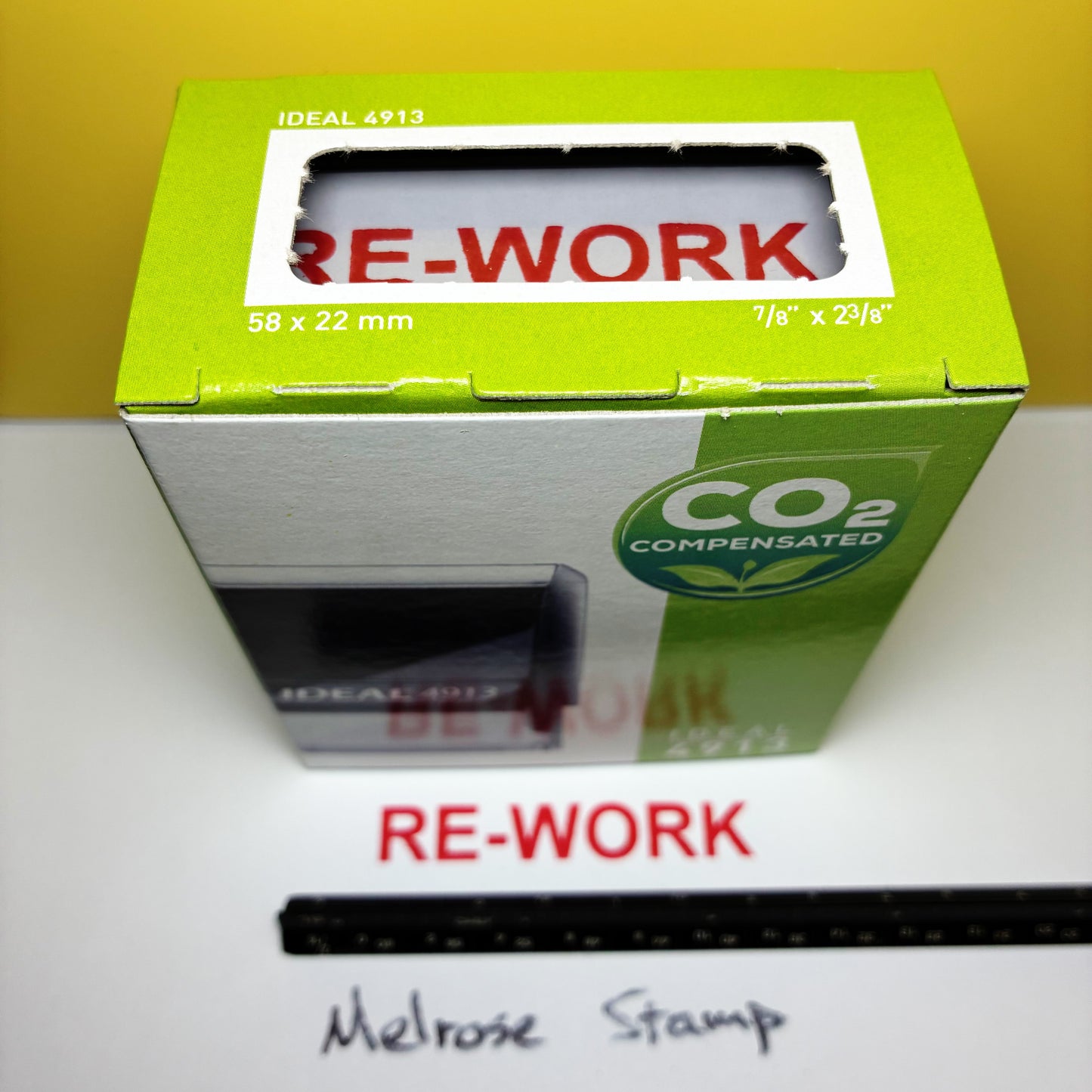 Rework Rubber Stamp Red Ink Self Inking Ideal 4913