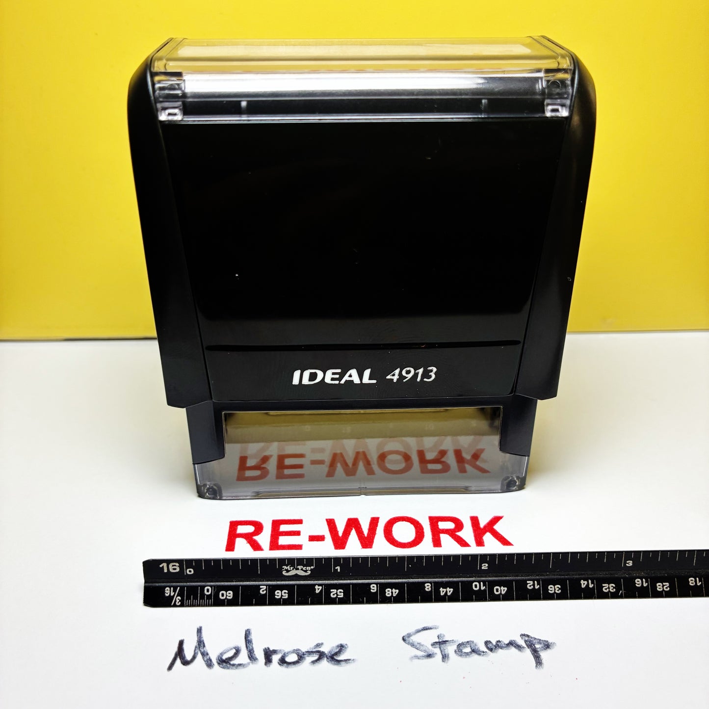 Rework Rubber Stamp Red Ink Self Inking Ideal 4913