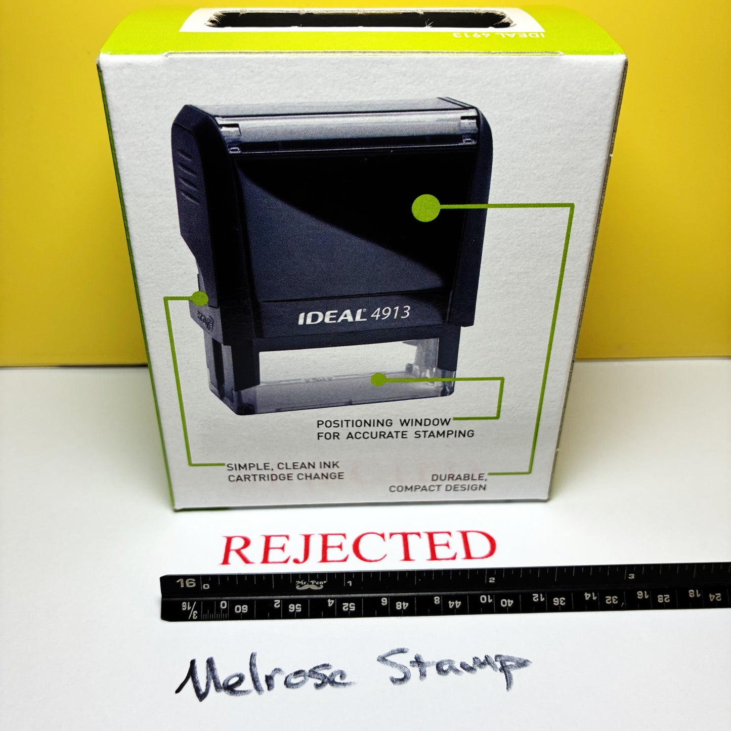 Rejected Rubber Stamp Red Ink Self Inking Ideal 4913