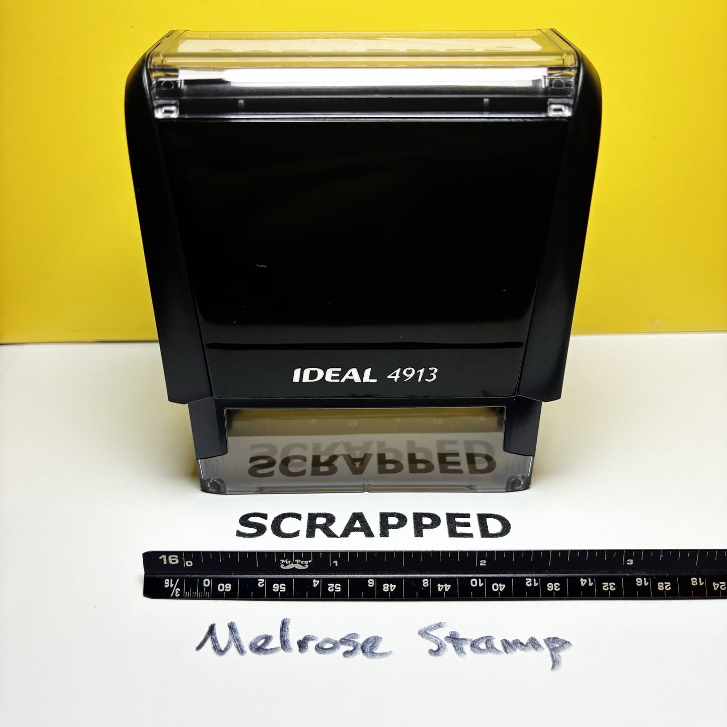 Scrapped Rubber Stamp Black Ink Self Inking Ideal 4913