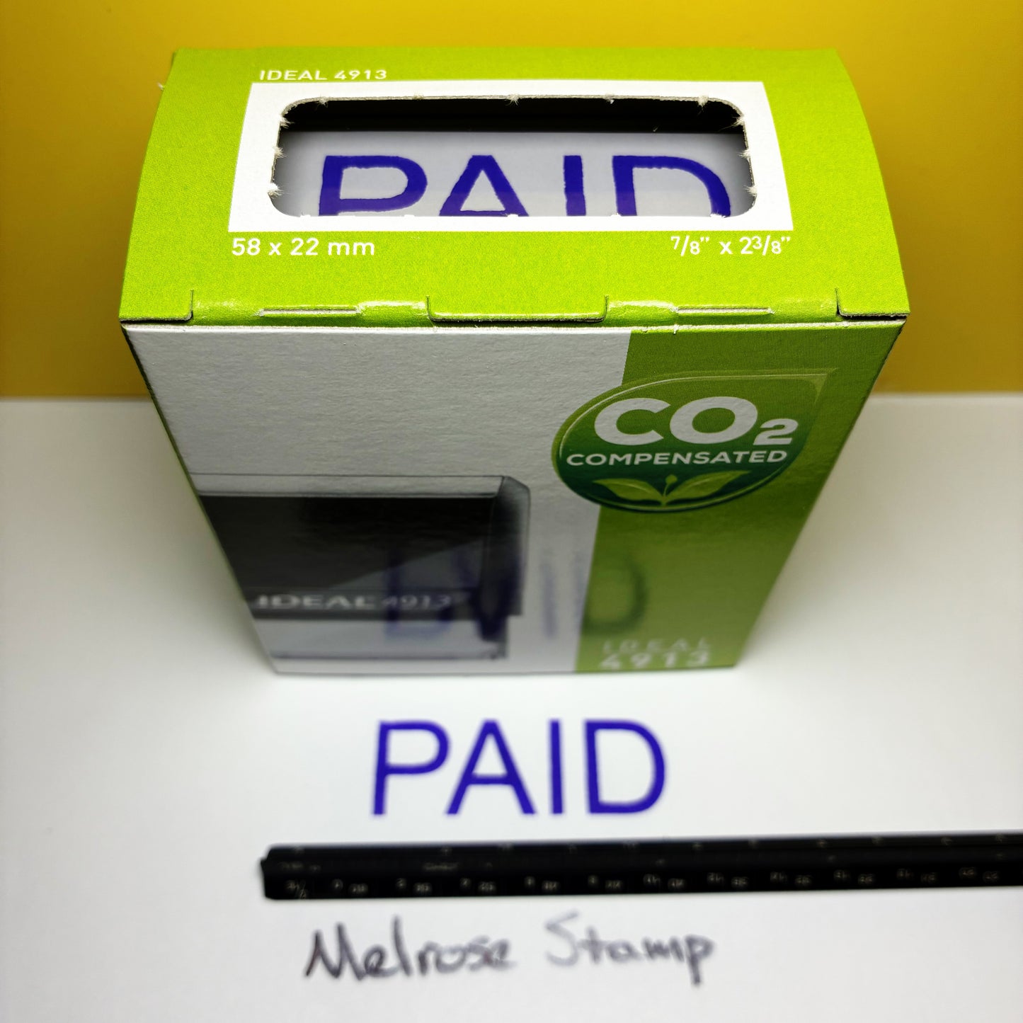 Paid Rubber Stamp Purple Ink Self Inking Ideal 4913 Large