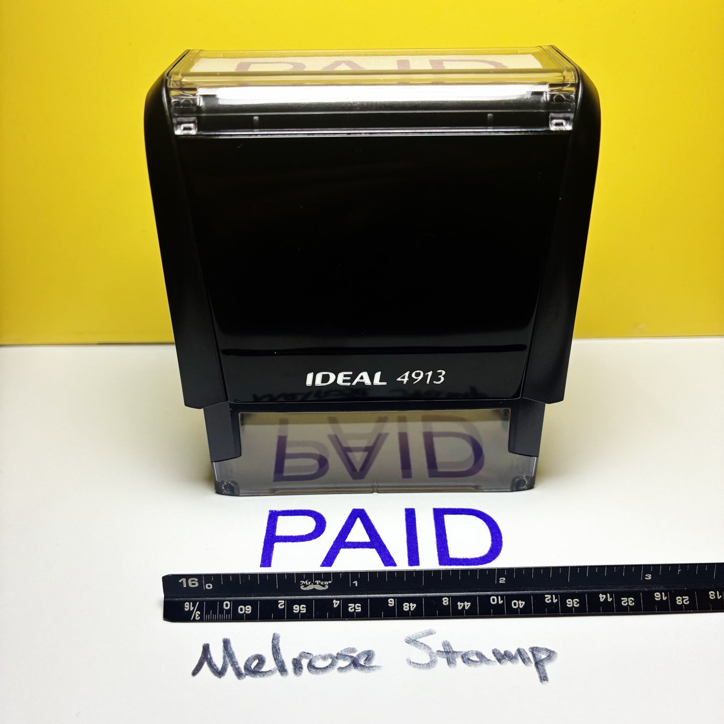 Paid Rubber Stamp Purple Ink Self Inking Ideal 4913 Large
