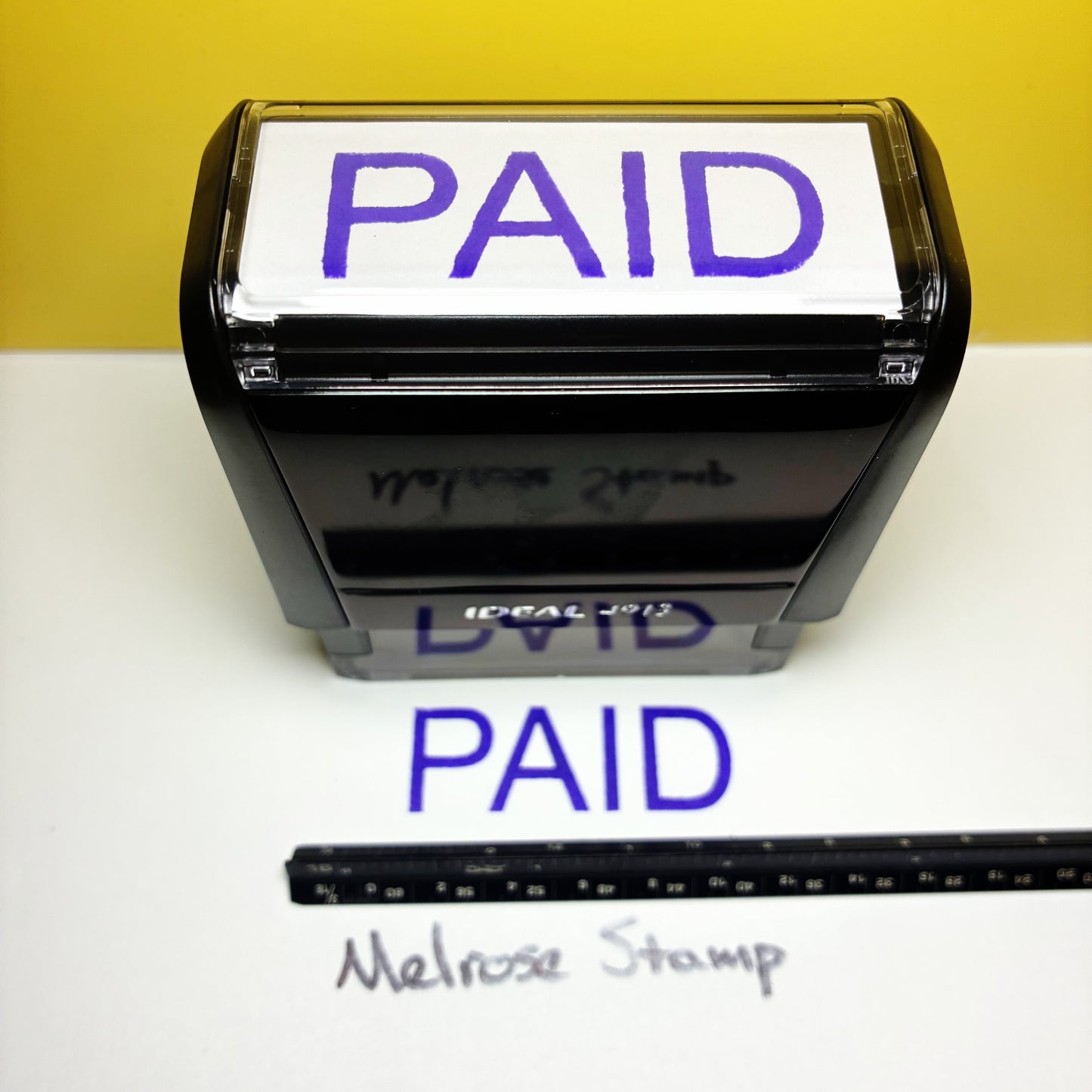 Paid Rubber Stamp Purple Ink Self Inking Ideal 4913 Large