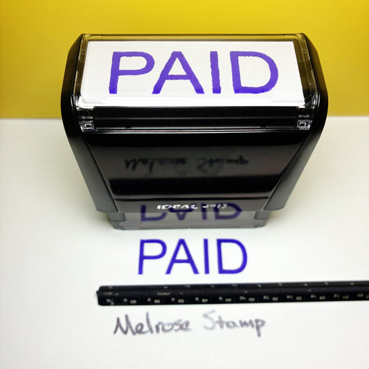 Paid Rubber Stamp Purple Ink Self Inking Ideal 4913 Large