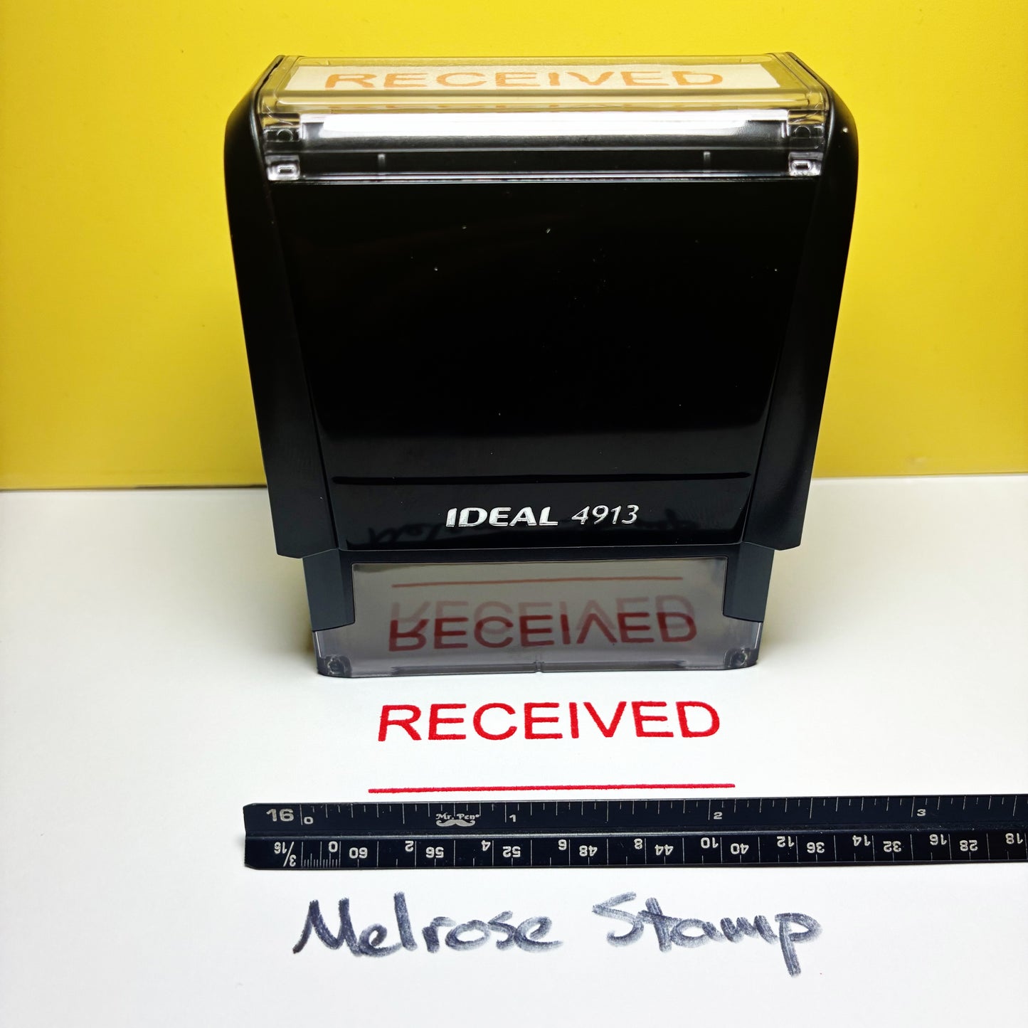 Received With Line Rubber Stamp Red Ink Self Inking Ideal 4913