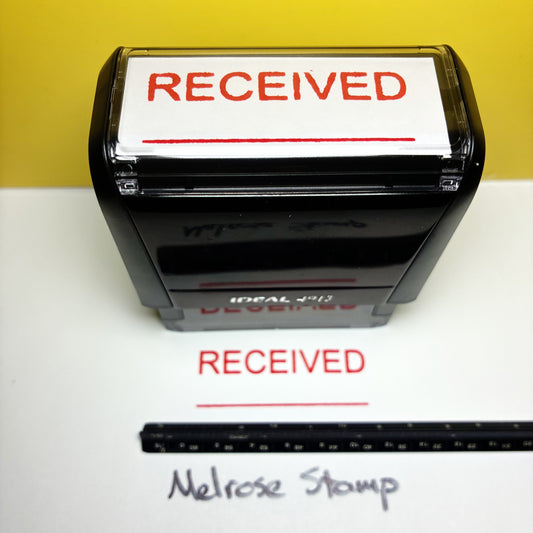 Received With Line Rubber Stamp Red Ink Self Inking Ideal 4913