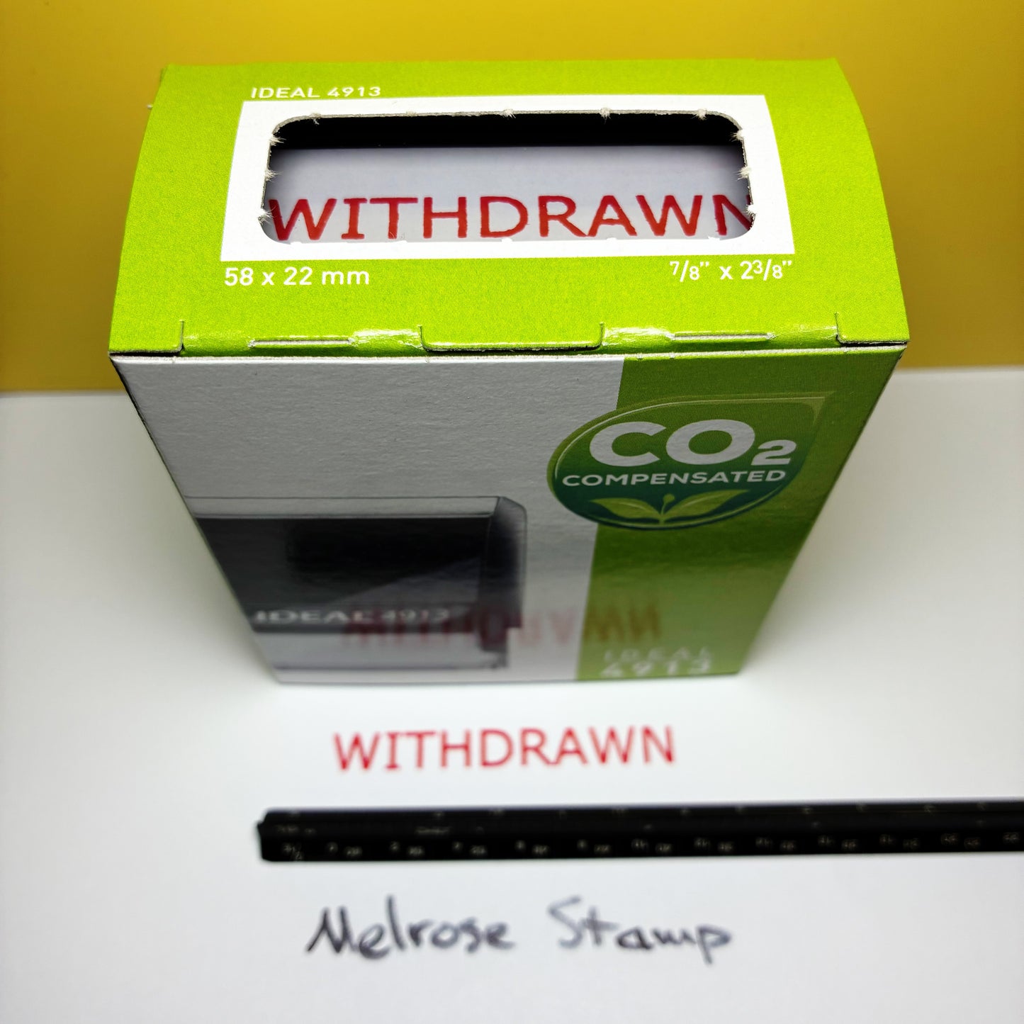 Withdrawn Rubber Stamp Red Ink Self Inking Ideal 4913