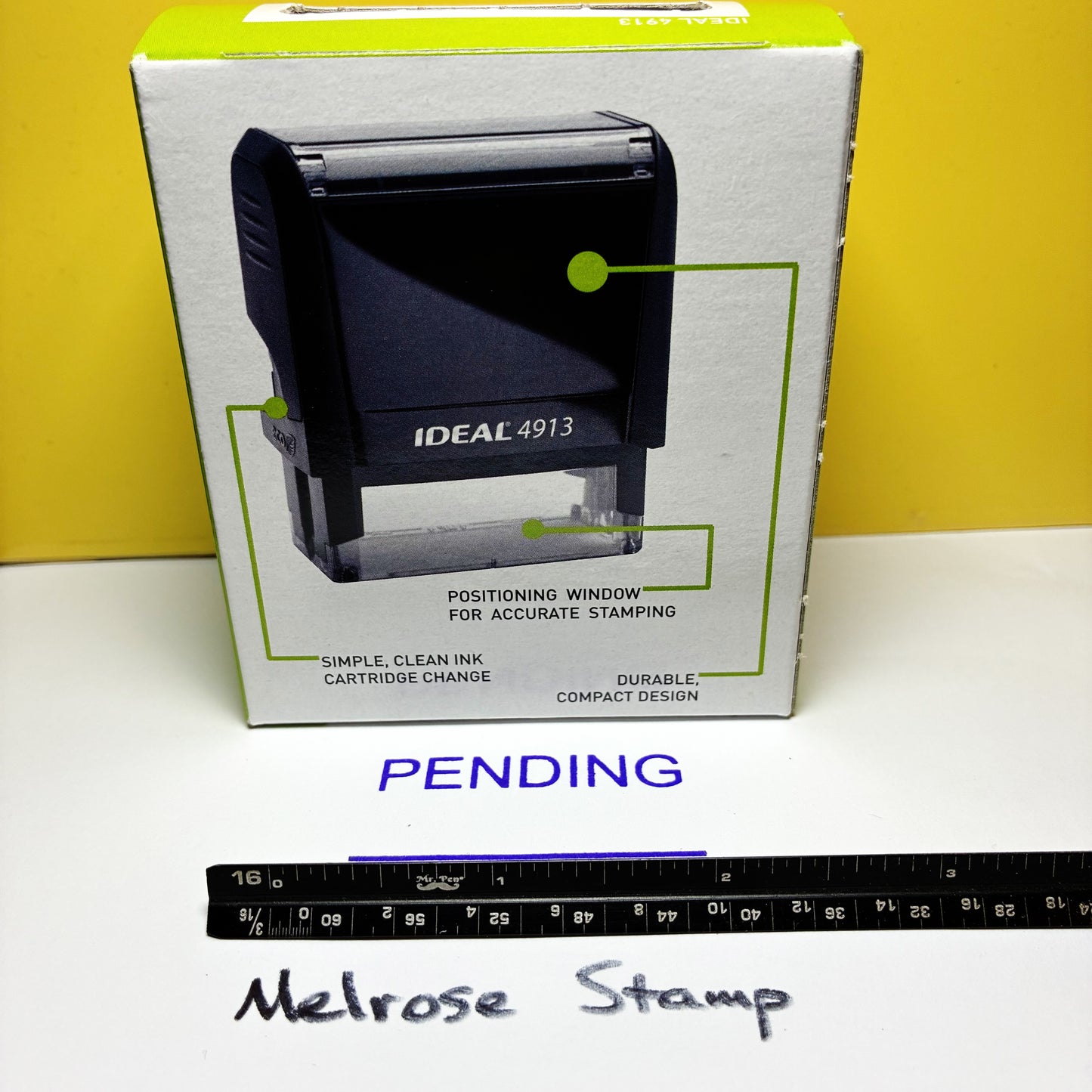 Pending With Line Rubber Stamp Purple Ink Ideal 4913