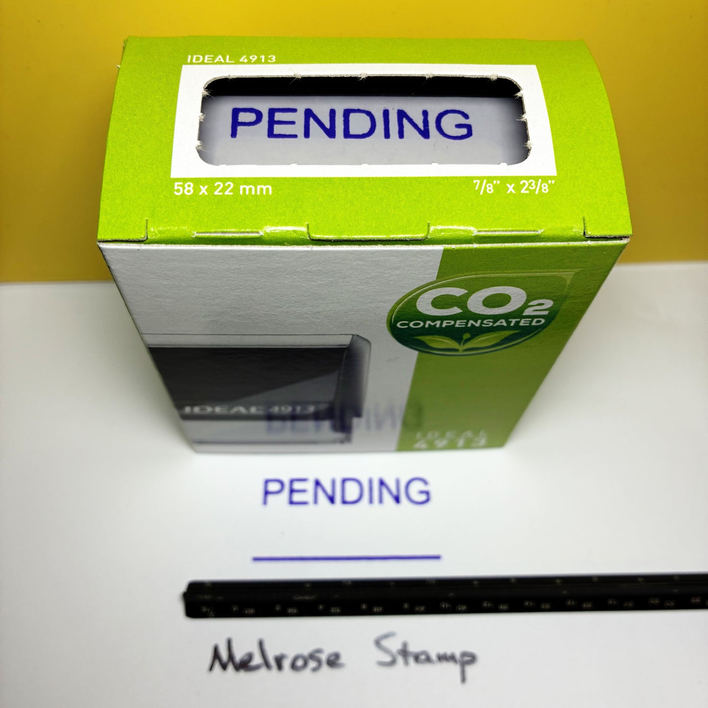 Pending With Line Rubber Stamp Purple Ink Ideal 4913