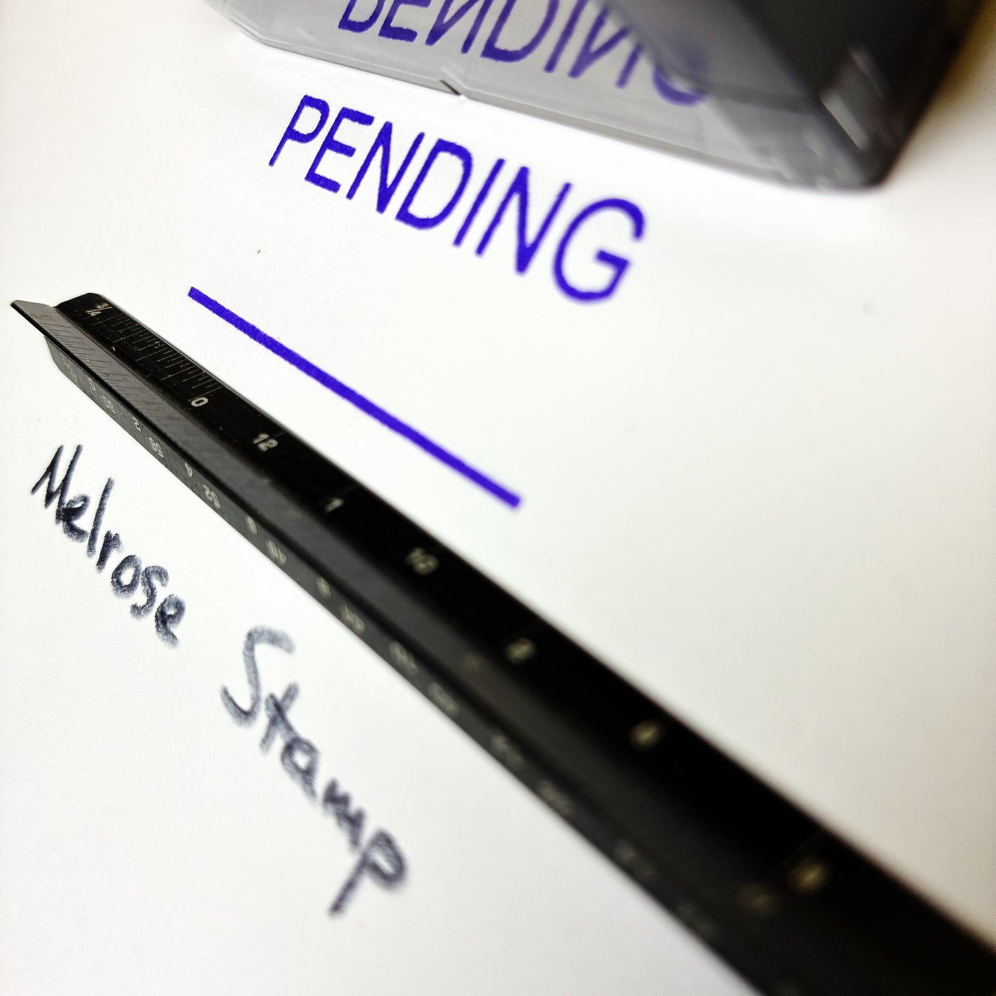 Pending With Line Rubber Stamp Purple Ink Ideal 4913