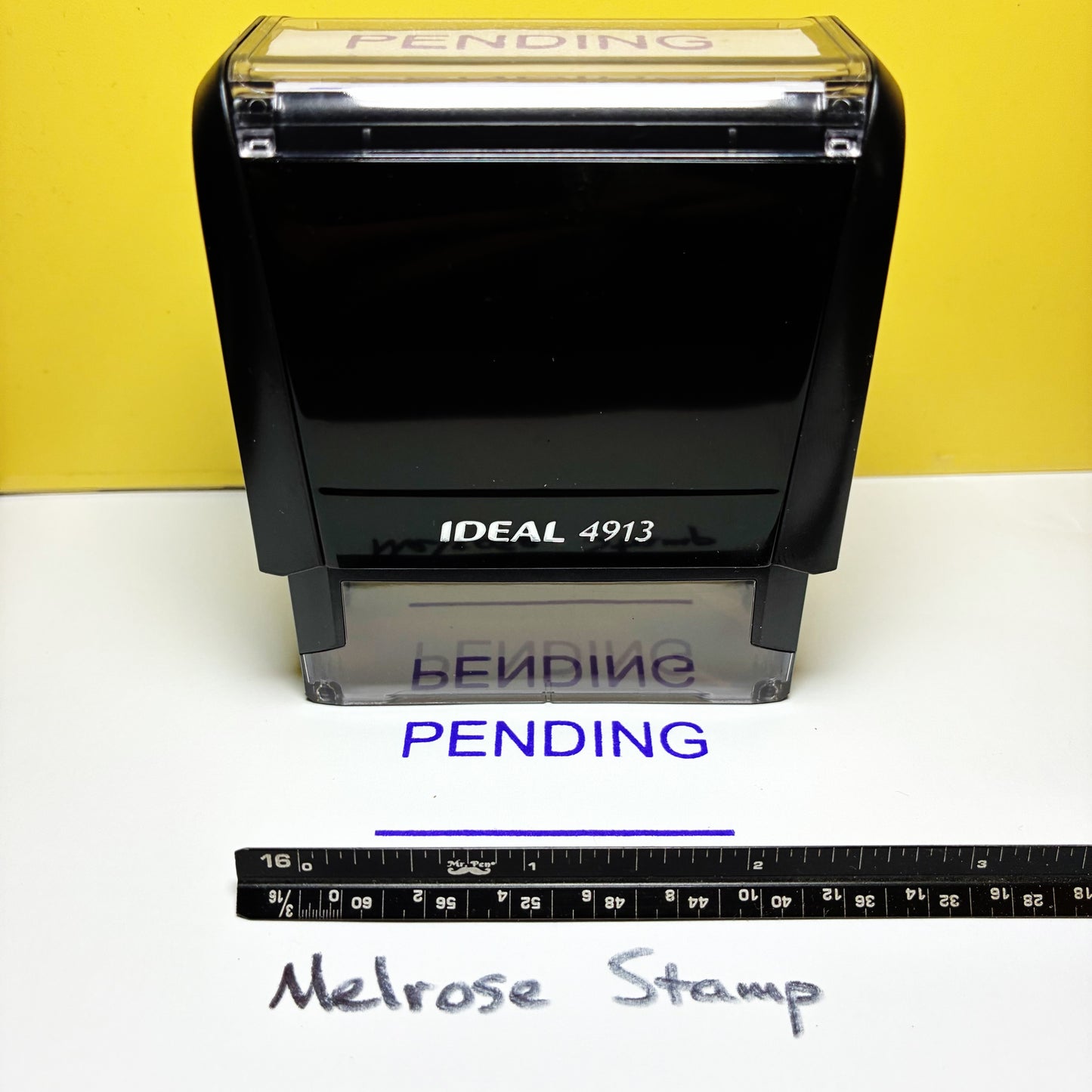 Pending With Line Rubber Stamp Purple Ink Ideal 4913