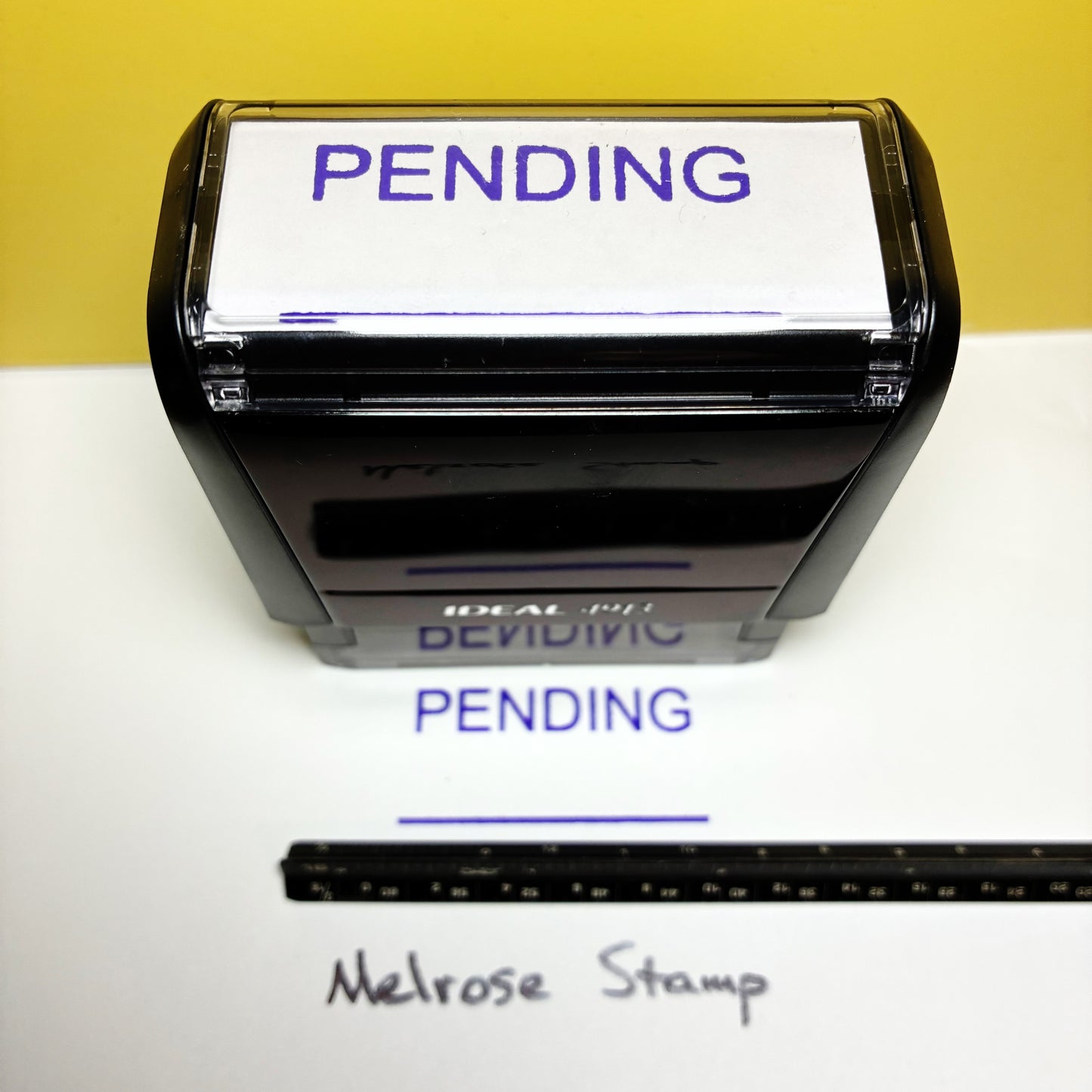 Pending With Line Rubber Stamp Purple Ink Ideal 4913
