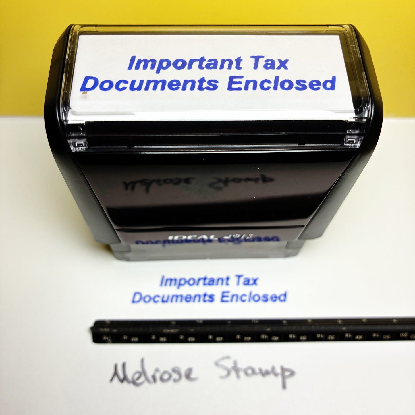 Important Tax Documents Enclosed Rubber Stamp Blue Ink Self Inking Ideal 4913
