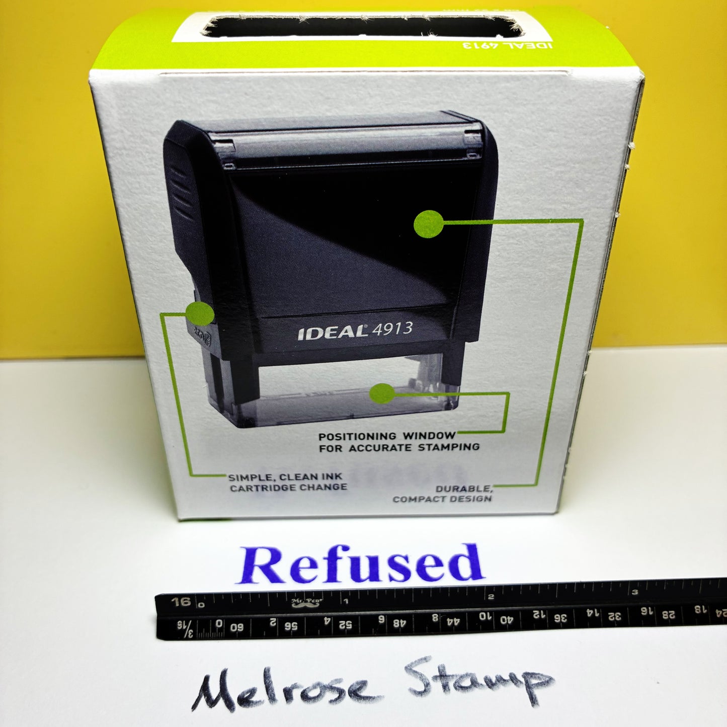 Refused Rubber Stamp Self Inking Purple Ink Ideal 4913