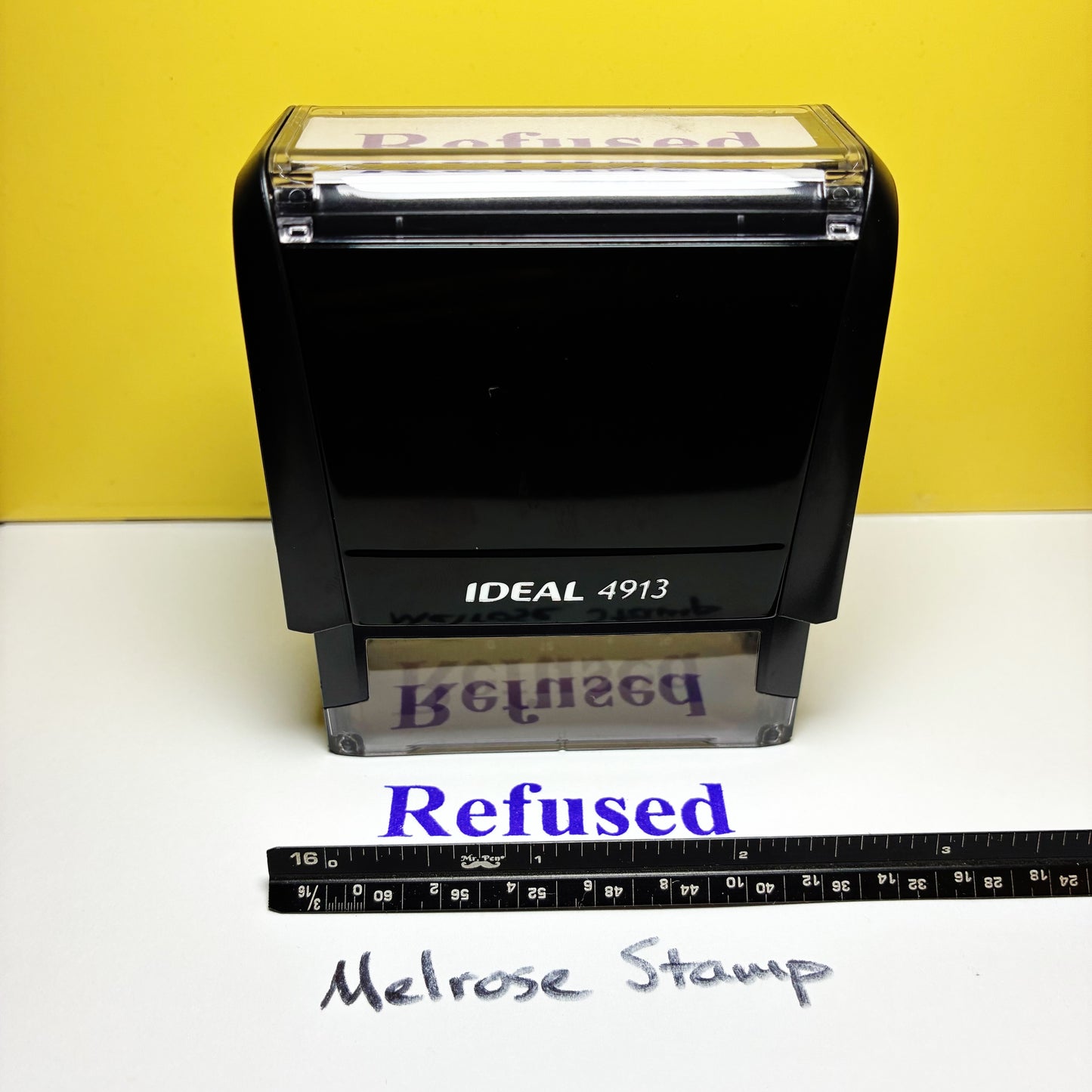 Refused Rubber Stamp Self Inking Purple Ink Ideal 4913